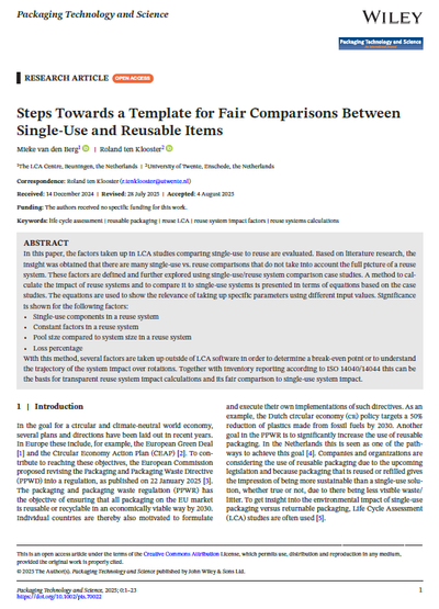 Steps Towards a Template for Fair Comparisons Between Single-Use and Reusable Items