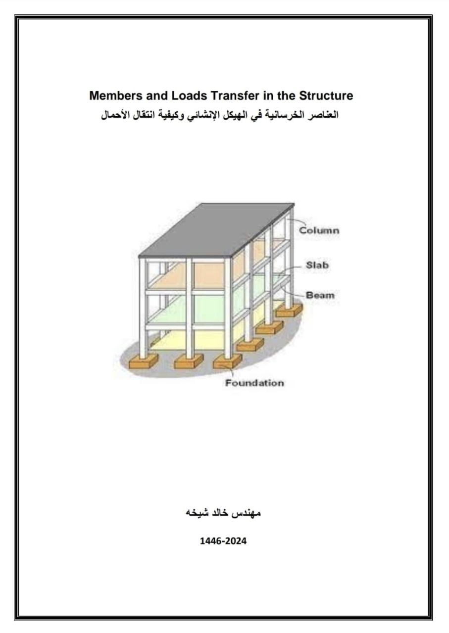 كتاب العناصر الخرسانية في الهيكل الإنشائي وكيفية انتقال الأحمال للمهندس خالد شيخه