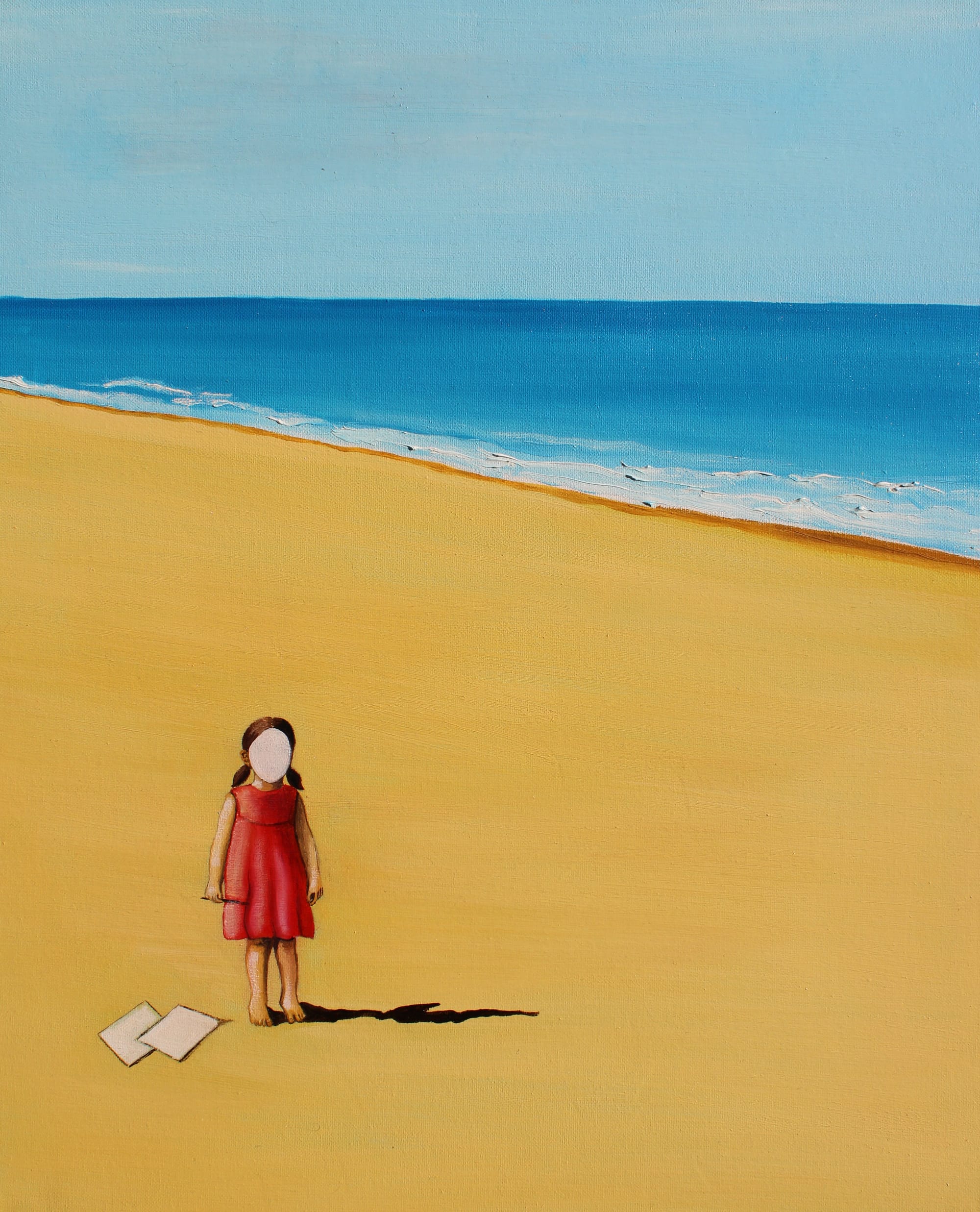 Série des petites filles en rouge - huile sur toile - 50x65 cm