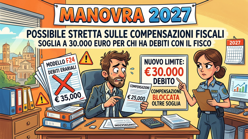 Manovra 2027, possibile stretta sulle compensazioni fiscali: soglia a 30.000 euro per chi ha debiti con il Fisco