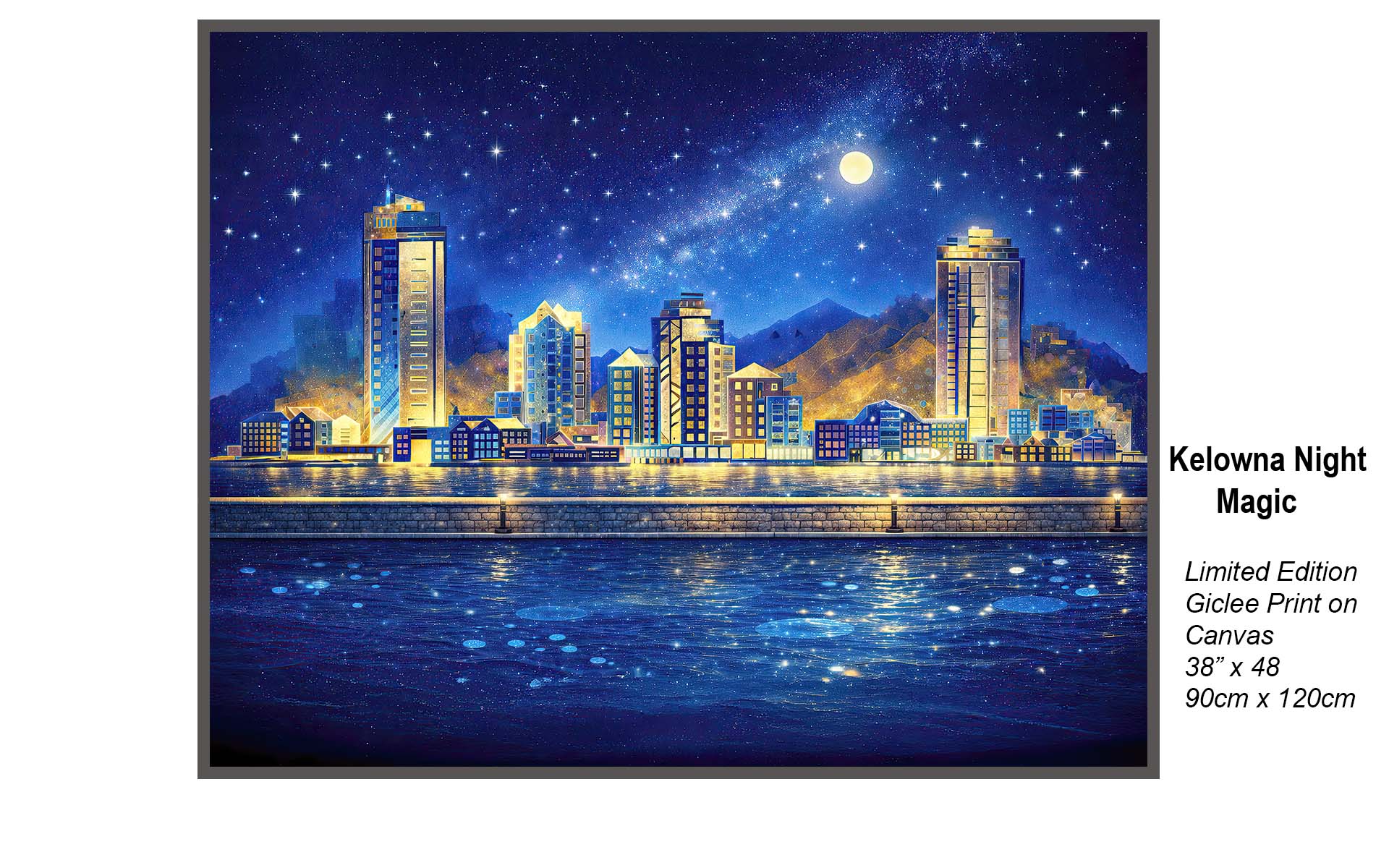 Kelowna Night Magic – Funky Waterfront Skyline Under the Stars