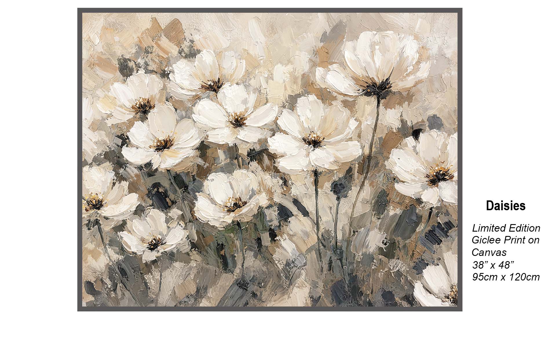 Daisies – Elegant Neutral Floral Art | Limited Edition Giclée Canvas Print
