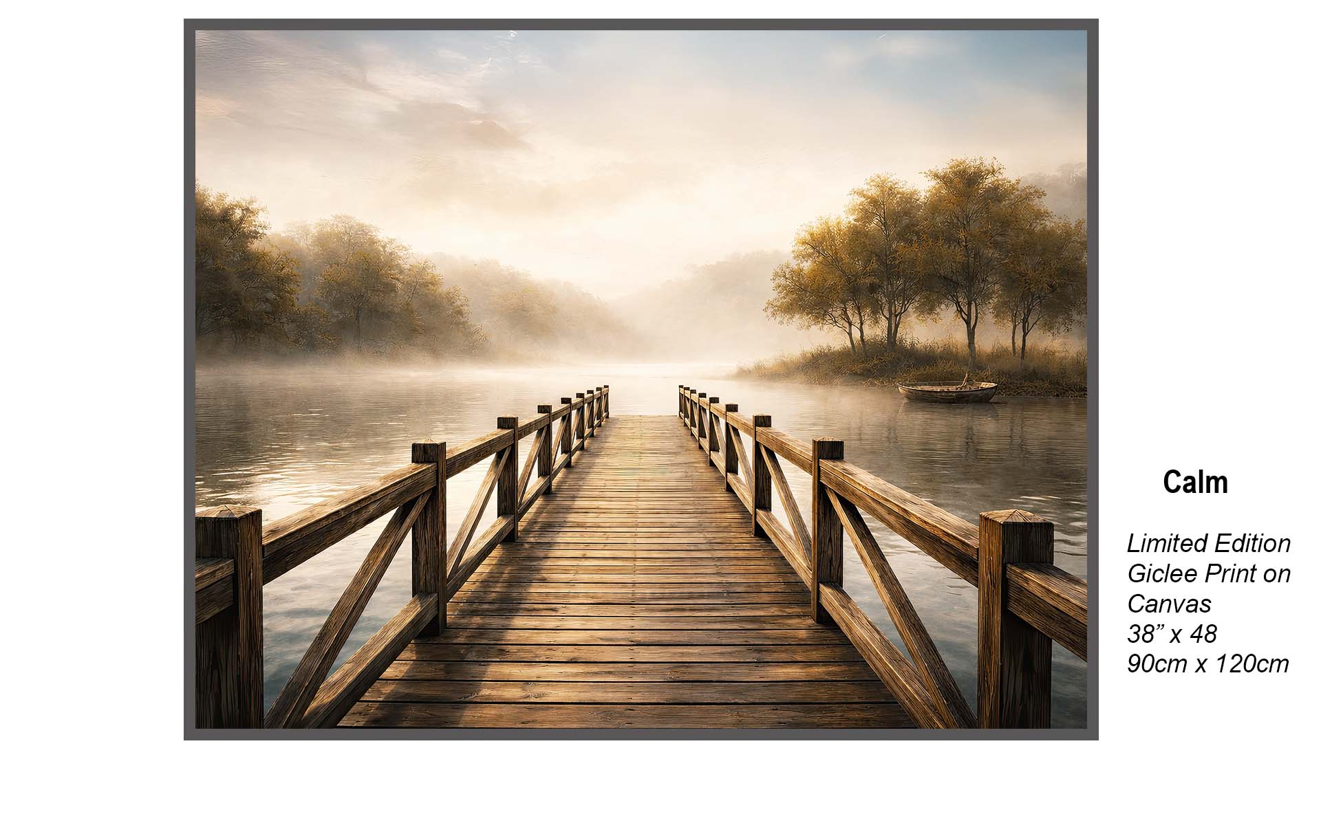 Calm – Serene Lake Dock at Sunrise | Limited Edition Giclée Canvas Art