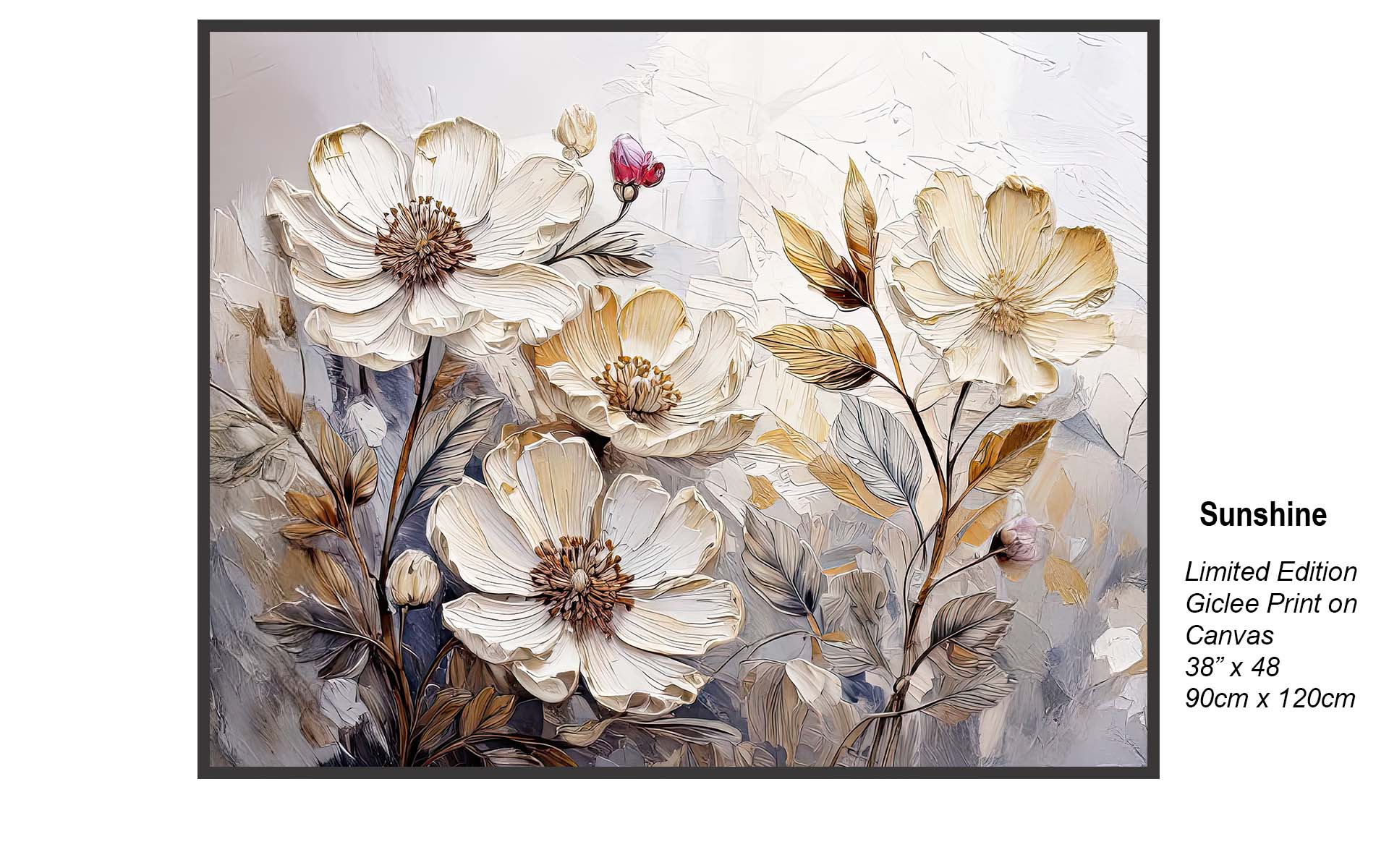 Sunshine – Elegant Floral Art in Soft Gold & Ivory | Limited Edition Giclée Canvas Print