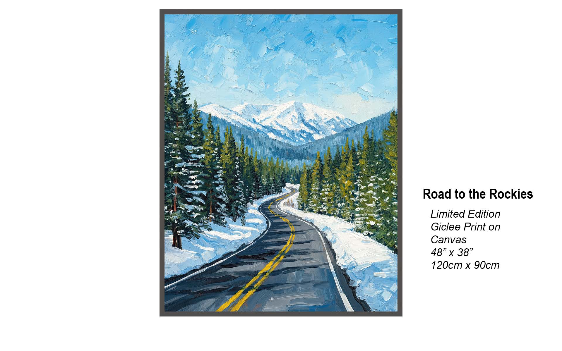 Road to the Rockies – Majestic Mountain Highway | Limited Edition Giclée Canvas Art