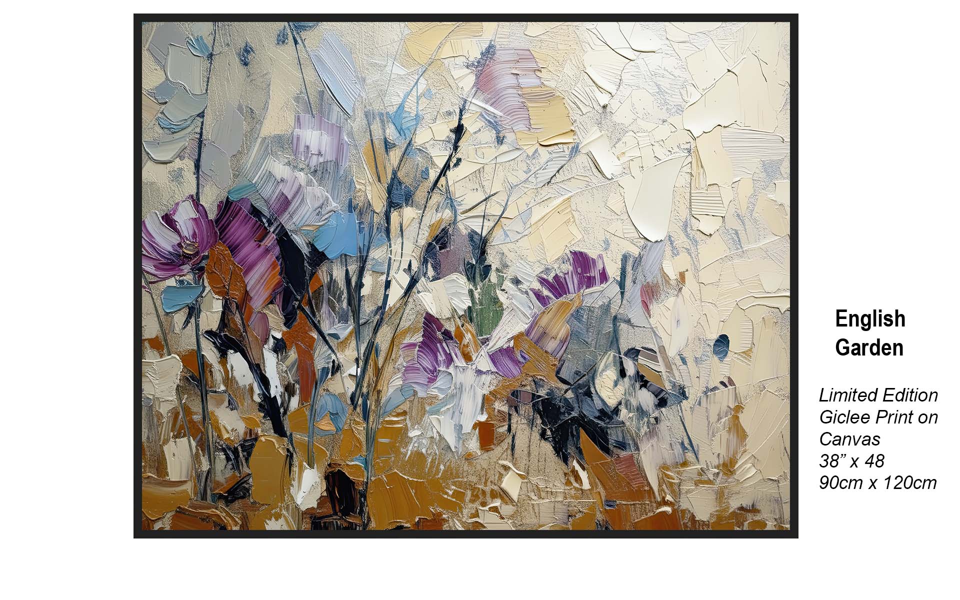 English Garden – Textured Contemporary Floral Abstract | Limited Edition Giclée Canvas Art