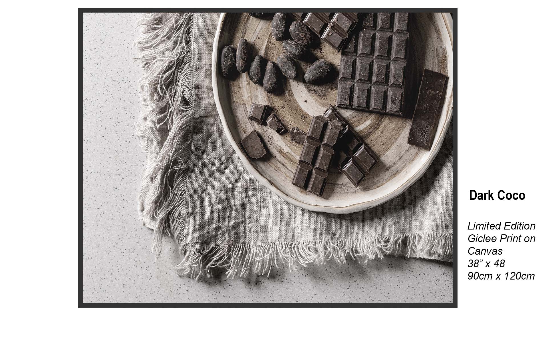 Dark Coco – Minimalist Chocolate Still Life | Limited Edition Giclée Canvas Art