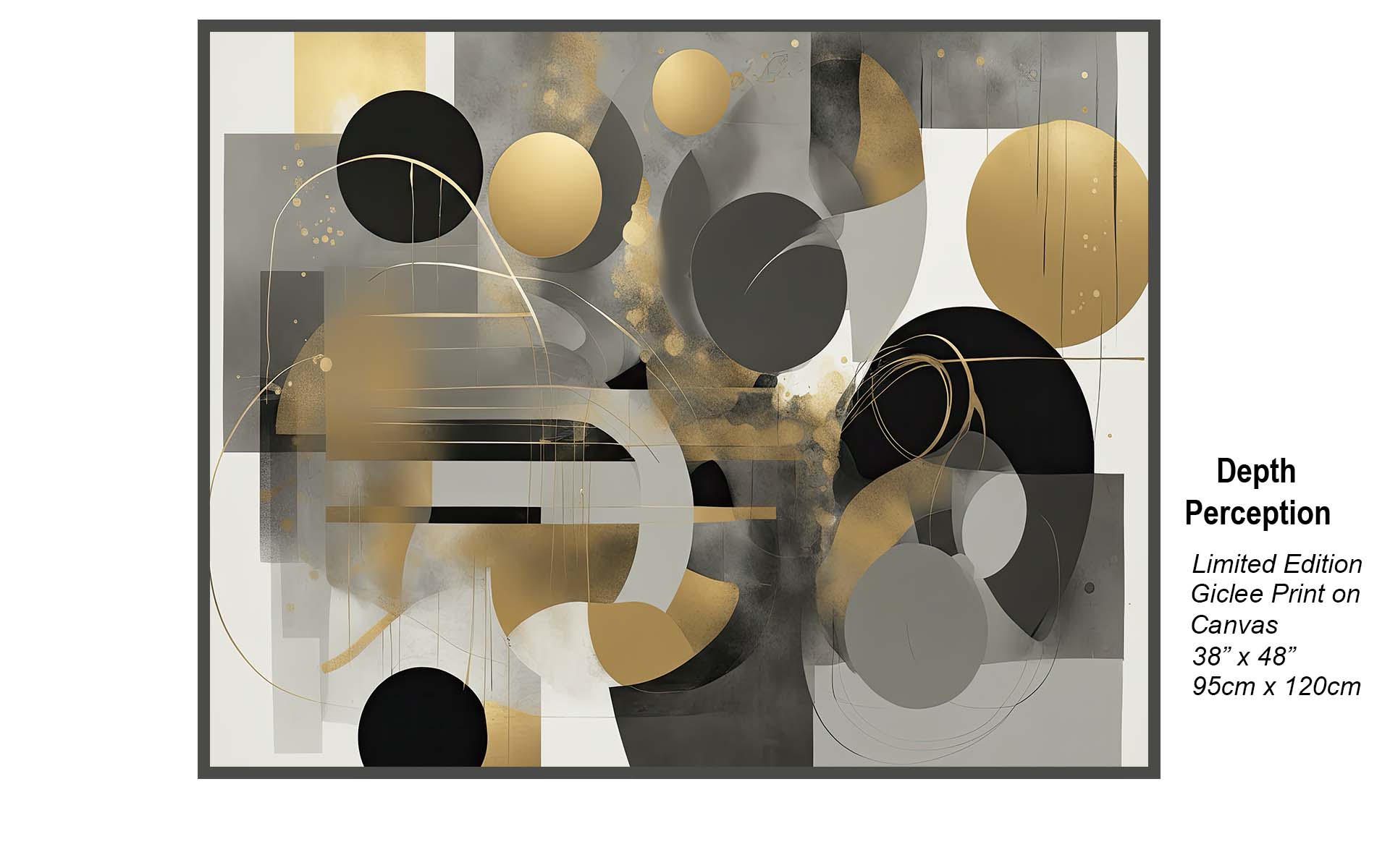 Depth Perception – Luxury Geometric Abstract in Black & Gold | Limited Edition Giclée Canvas