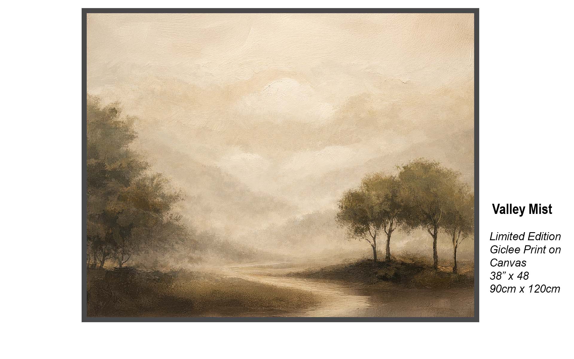 Valley Mist – Serene Atmospheric Landscape | Limited Edition Giclée Canvas Print