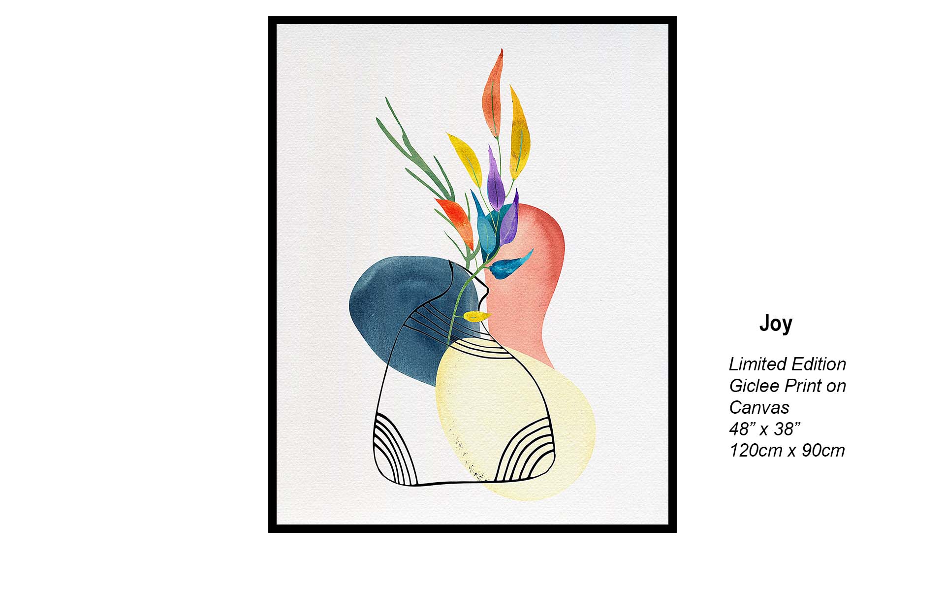 Joy – Modern Abstract Floral Line Art | Limited Edition Giclée Canvas