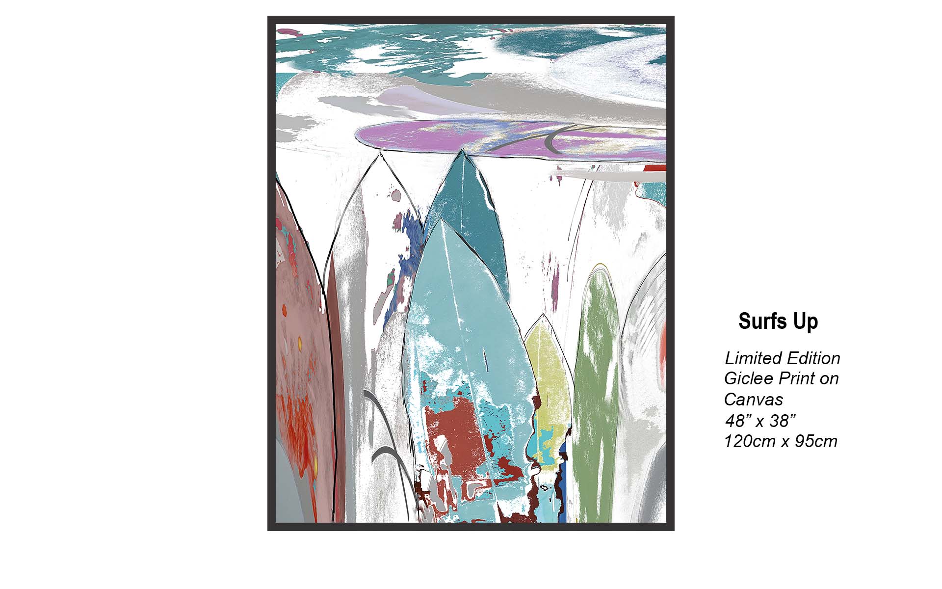 Surfs Up – Contemporary Coastal Surfboard Art Giclée Canvas Print