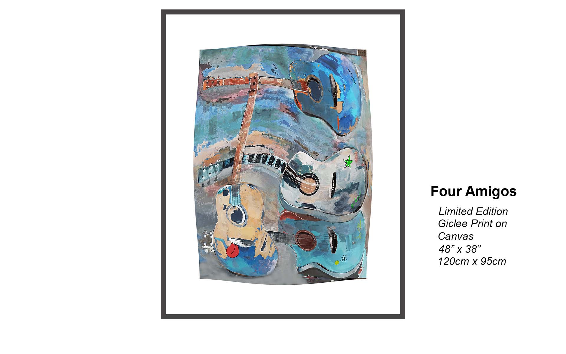 Four Amigos – Contemporary Guitar Art Giclée Canvas Print