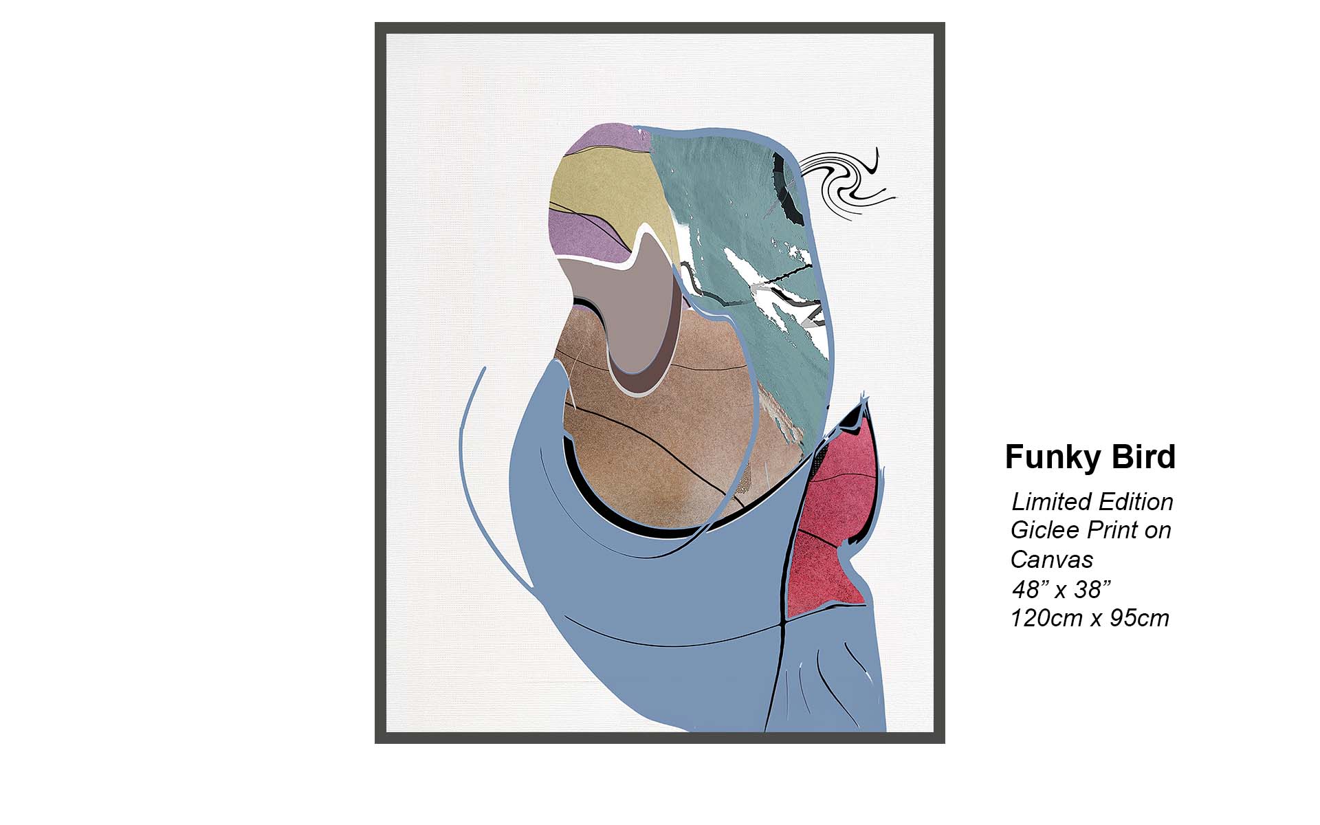 Funky Bird – Playful Modern Abstract Figurative Art | Limited Edition Giclée Canvas