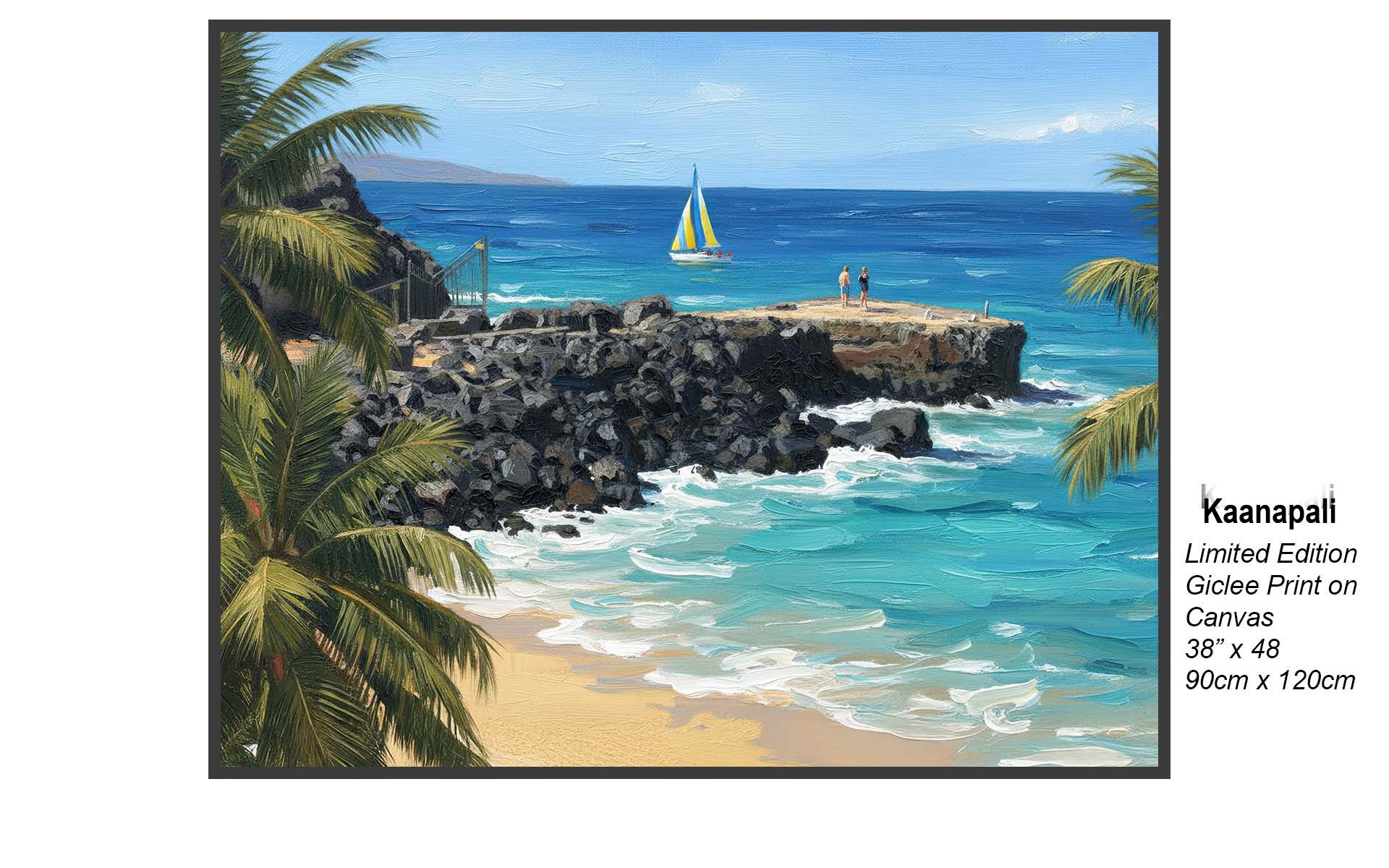 Kaanapali – Breakwater & Sailboat Serenity | Limited Edition Giclée Canvas Art