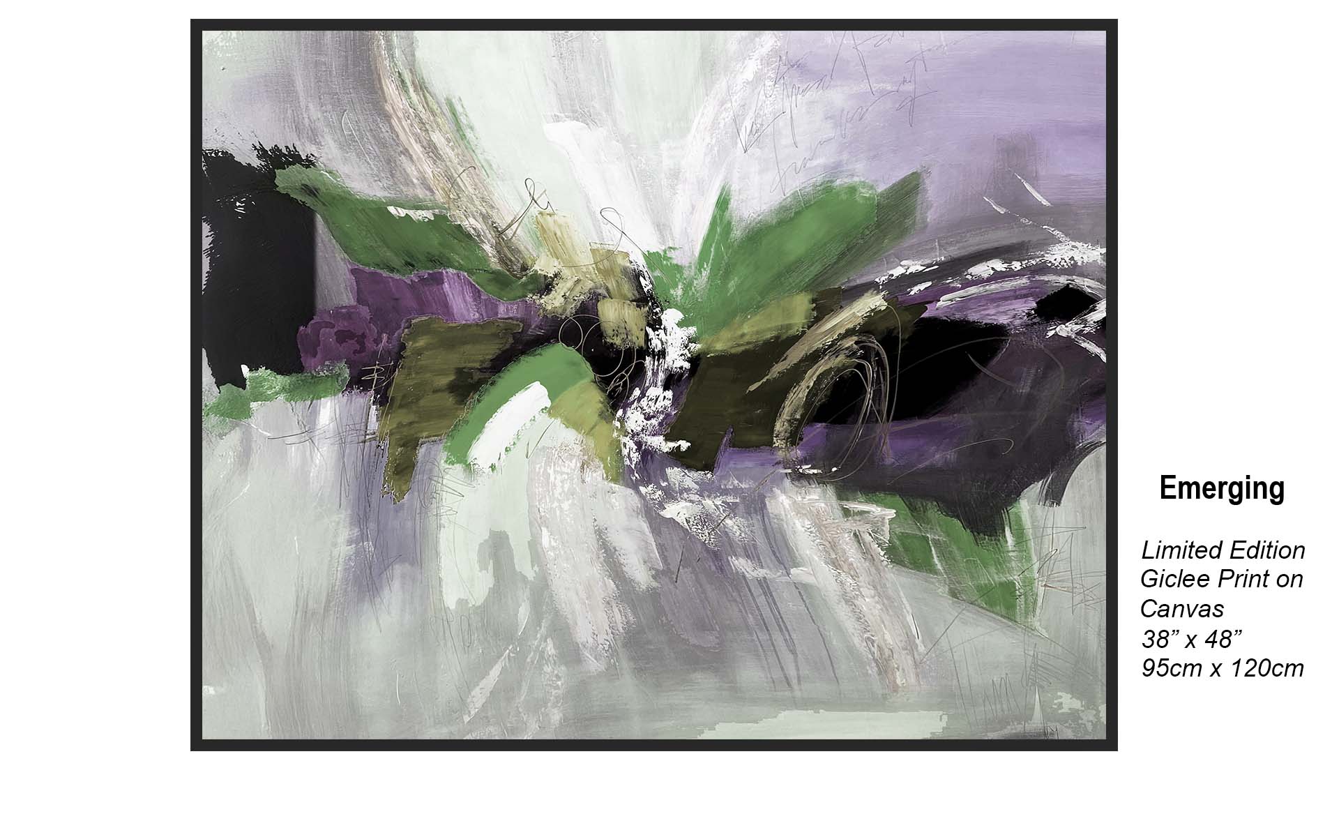 Emerging – Expressive Abstract in Green & Violet | Limited Edition Giclée Canvas