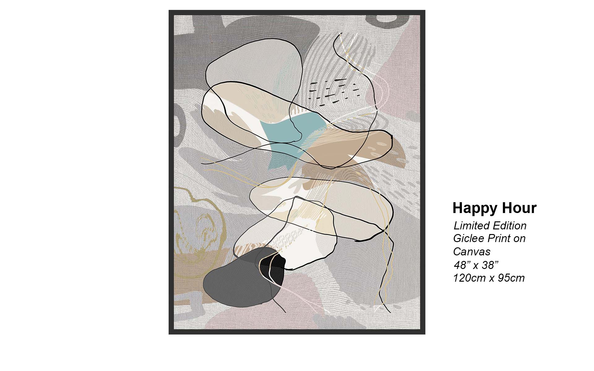 Happy Hour – Modern Neutral Abstract Line Art | Limited Edition Giclée Canvas