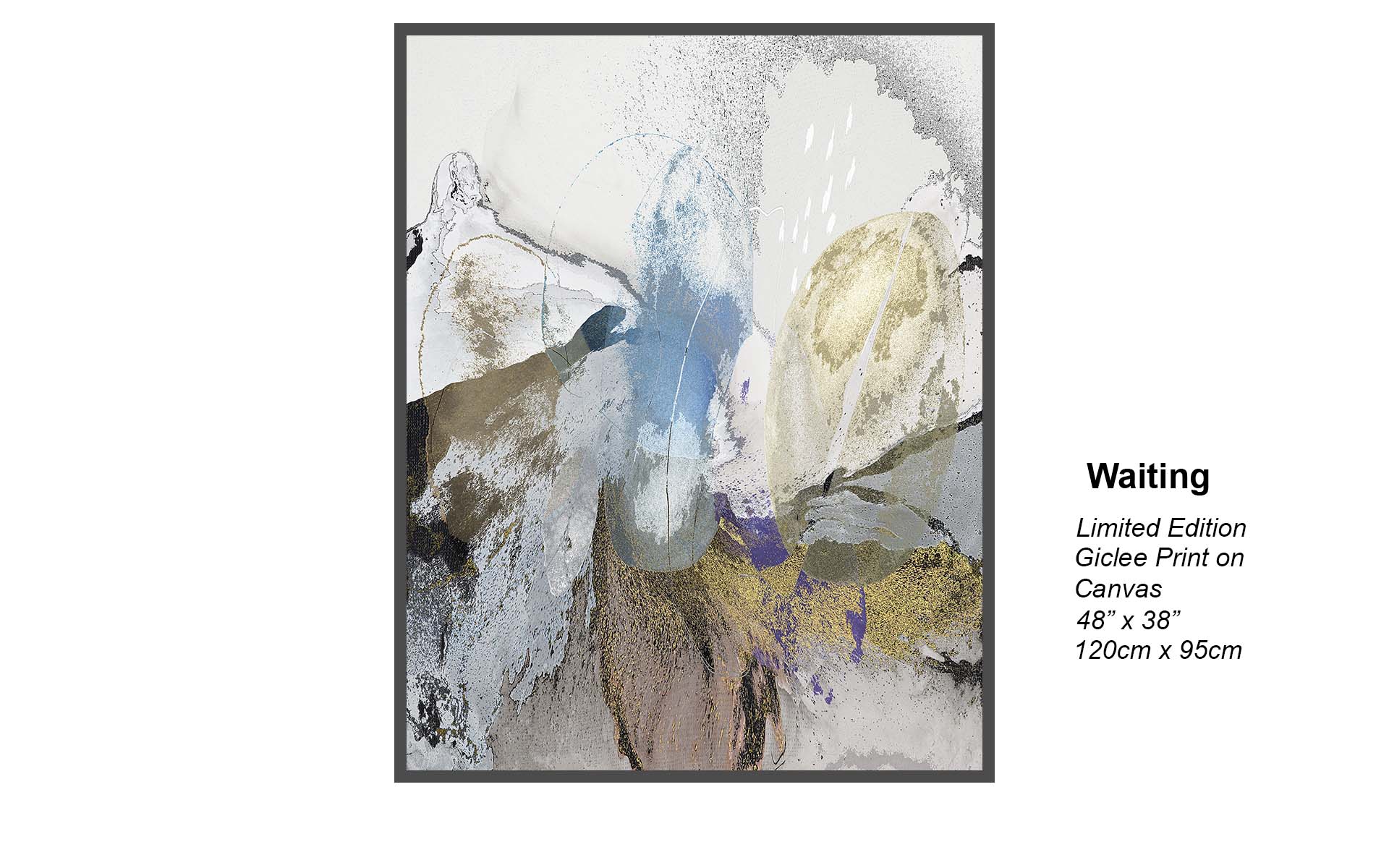 Waiting – Soft Neutral Abstract with Gold Accents | Limited Edition Giclée Canvas