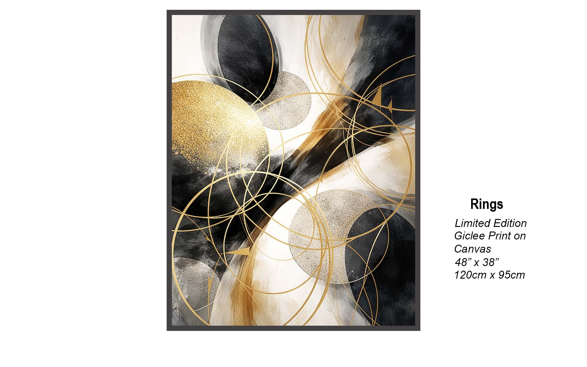 Rings – Modern Gold & Black Abstract | Limited Edition Giclée Canvas Art