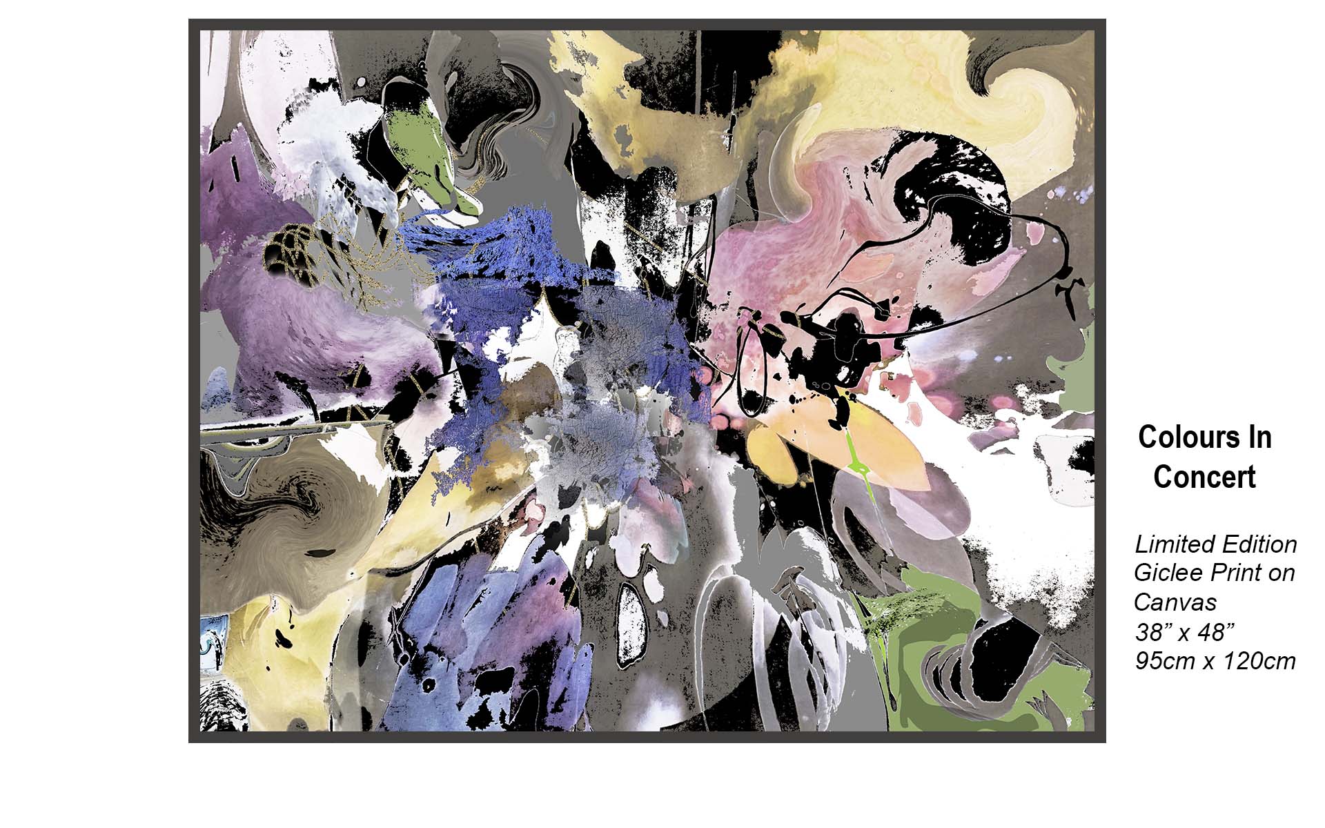 Colours in Concert – Expressive Contemporary Abstract Canvas Art | Limited Edition Giclée Print 38” x 48”  Meta Description: