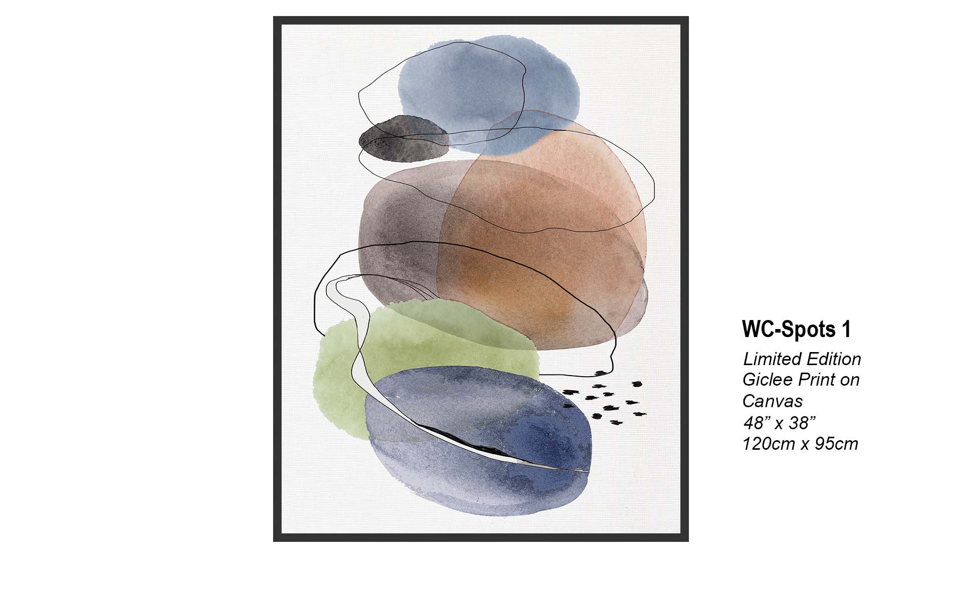 WC Spots One – Minimalist Watercolor Abstract Canvas Art | Limited Edition Giclée Print 48” x 38”