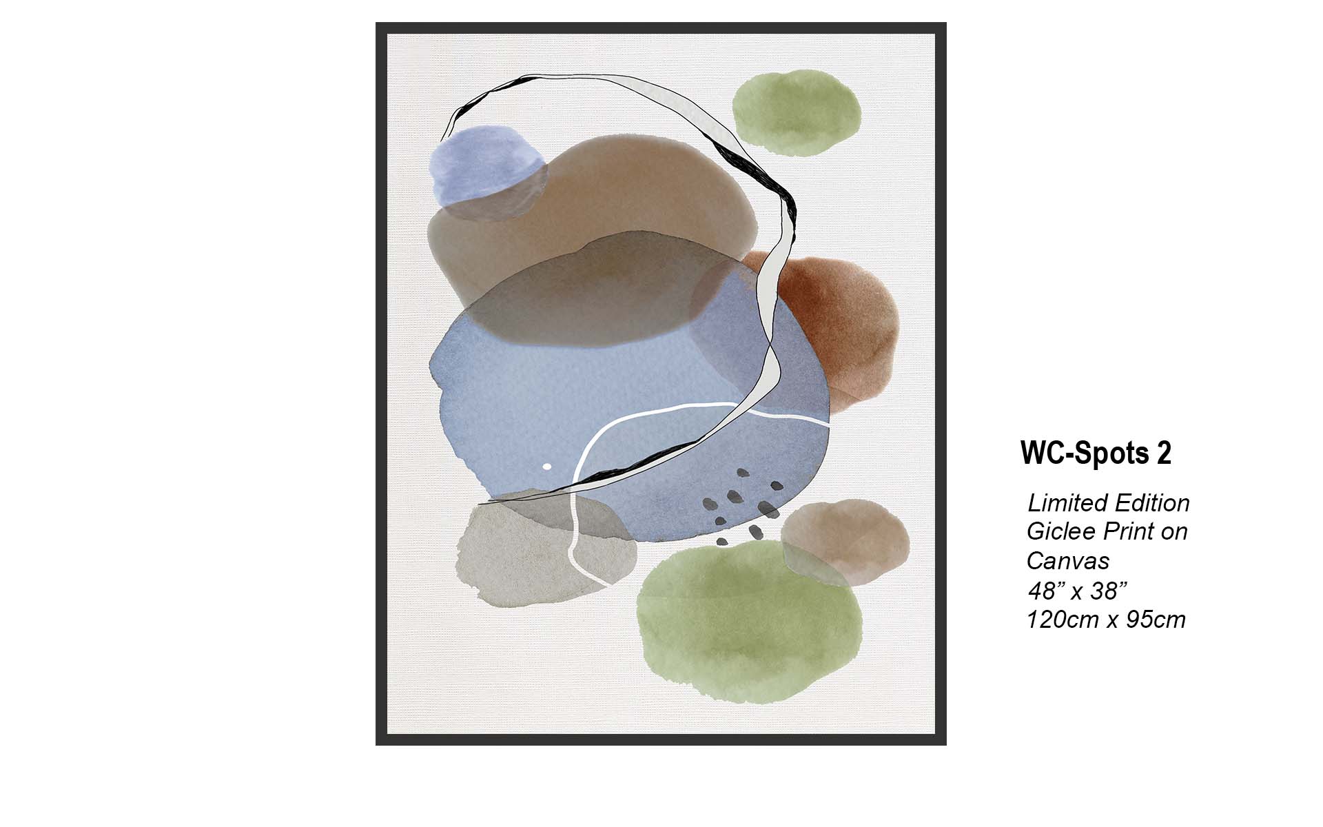 WC Spots Two – Minimalist Watercolor Abstract Canvas Art | Limited Edition Giclée Print 48” x 38”