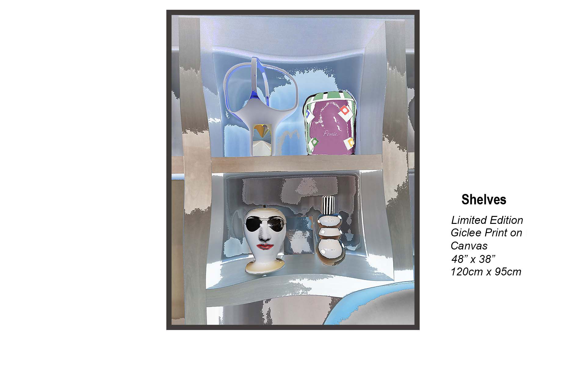 Shelves – Contemporary Figurative Still Life Canvas Art | Limited Edition Giclée Print 48” x 38”