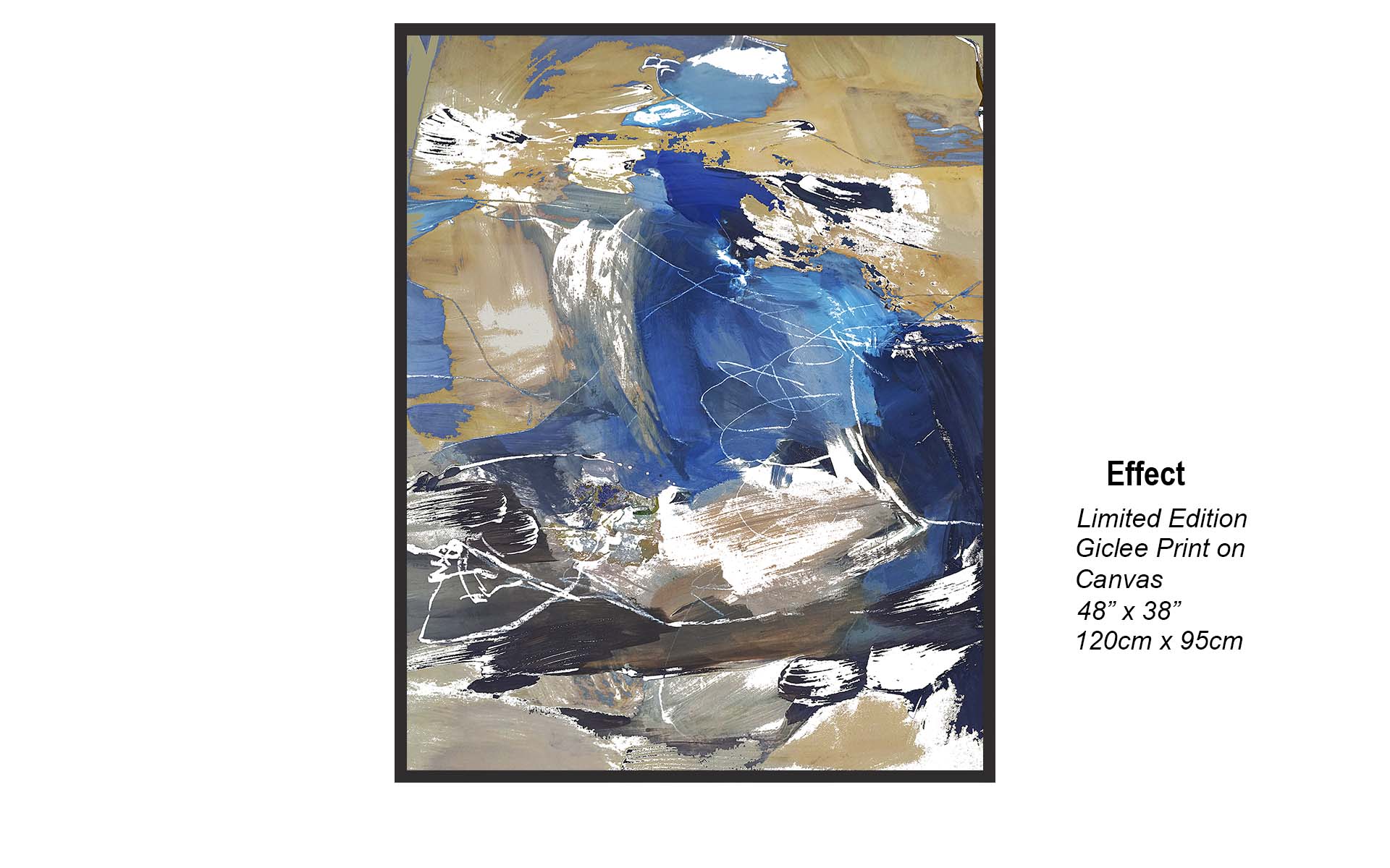 Effect – Bold Blue & Gold Contemporary Abstract Canvas Art | Limited Edition Giclée Print 48” x 38”