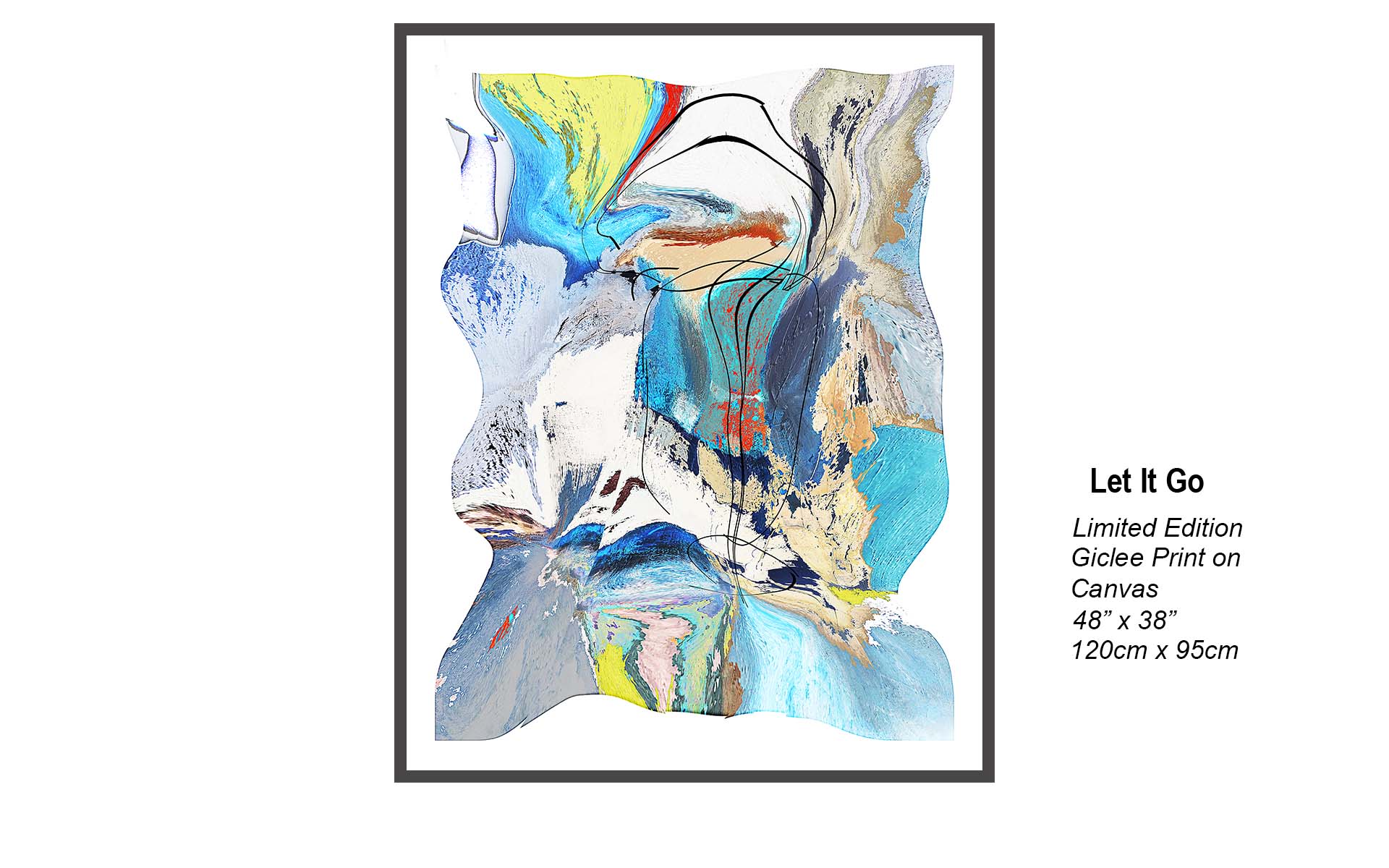Let It Go – Expressive Blue Contemporary Abstract Canvas Art | Limited Edition Giclée Print 48” x 38”