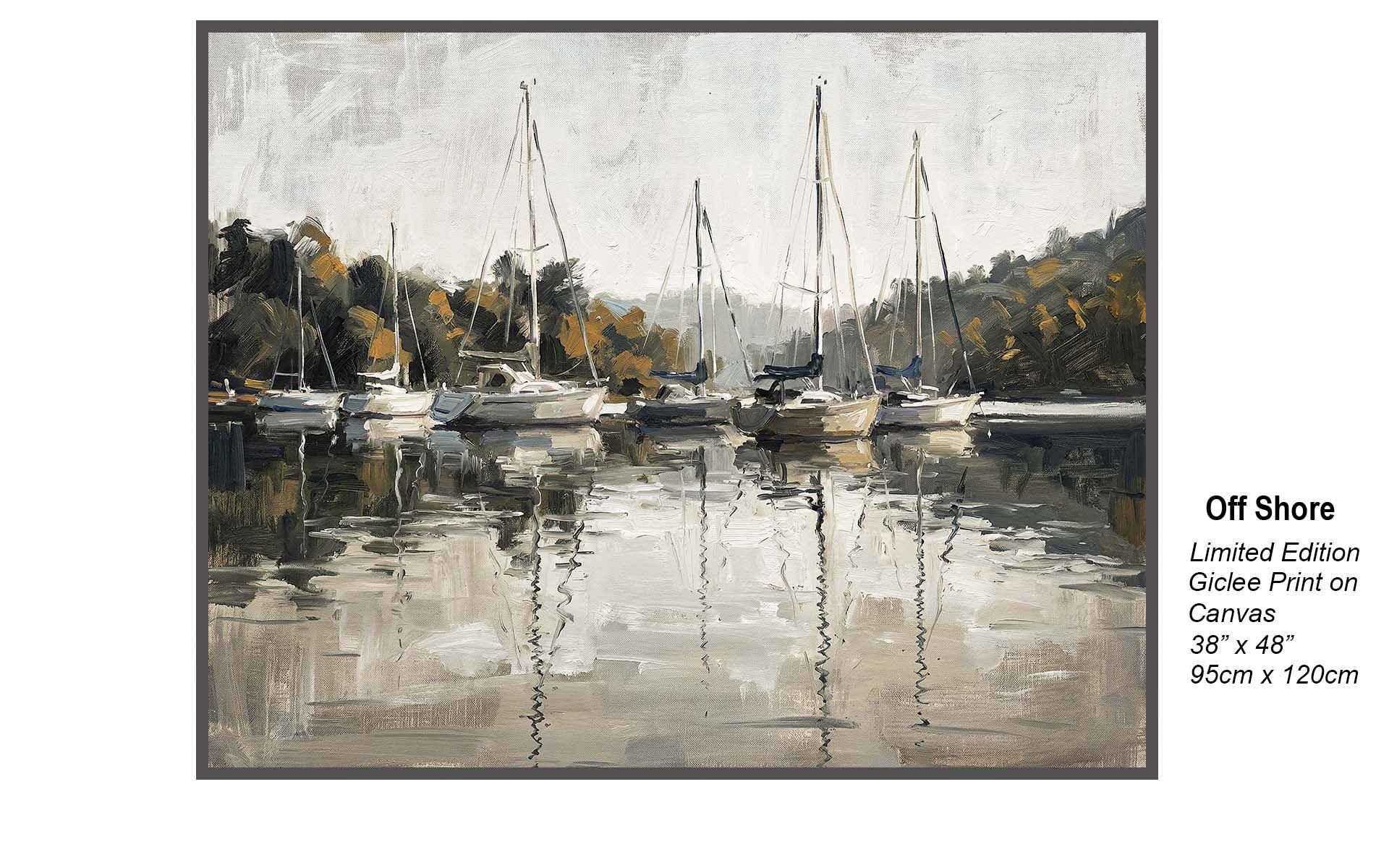 Off Shore – Serene Sailboat Harbor Painting | Limited Edition Canvas Wall Art