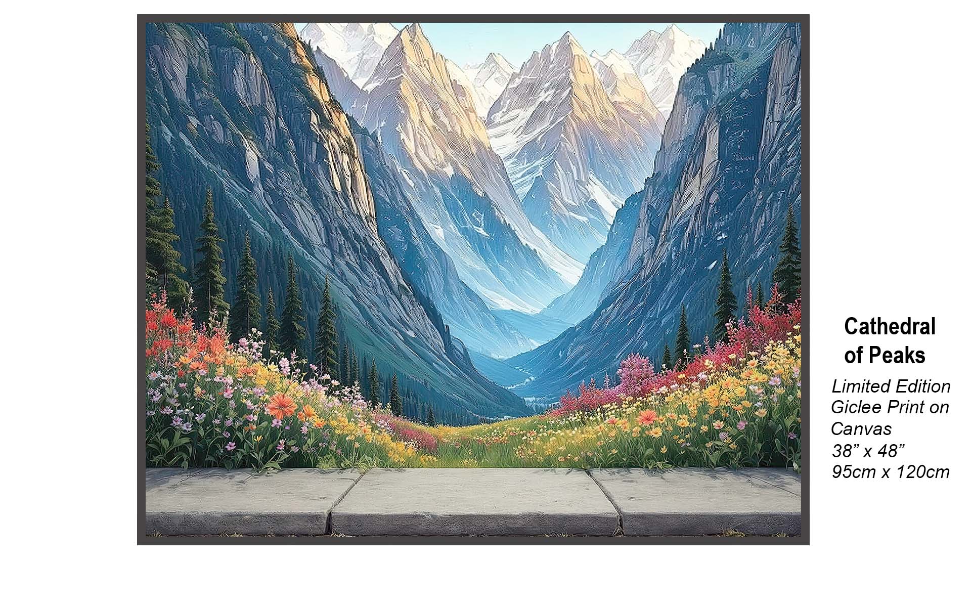 Cathedral of Peaks – Majestic Alpine Valley & Wildflower Meadow | Fine Art Landscape Print
