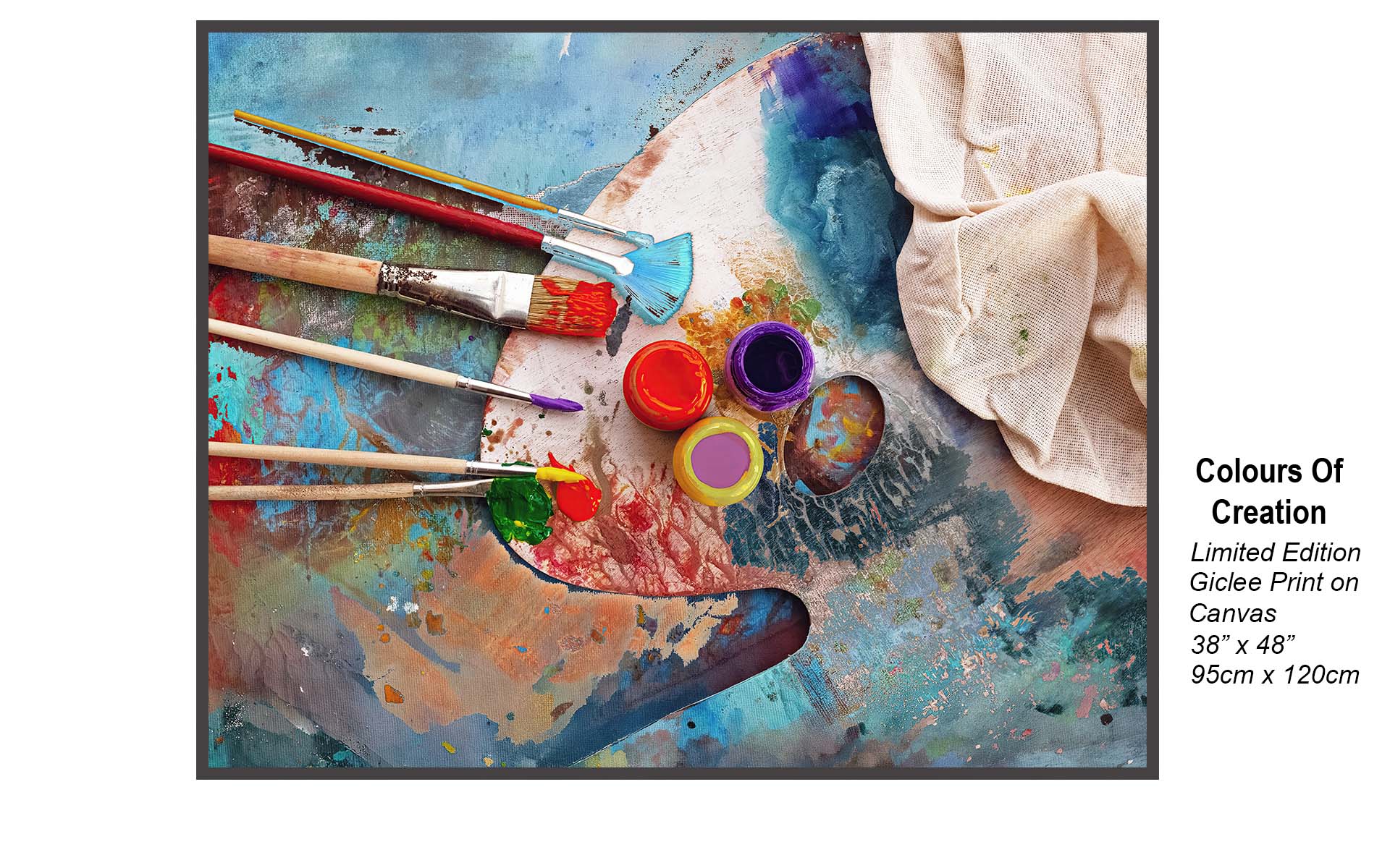 Colours of Creation  Palette of Possibility – Artist Paint Brushes and Color Palette Still Life Art