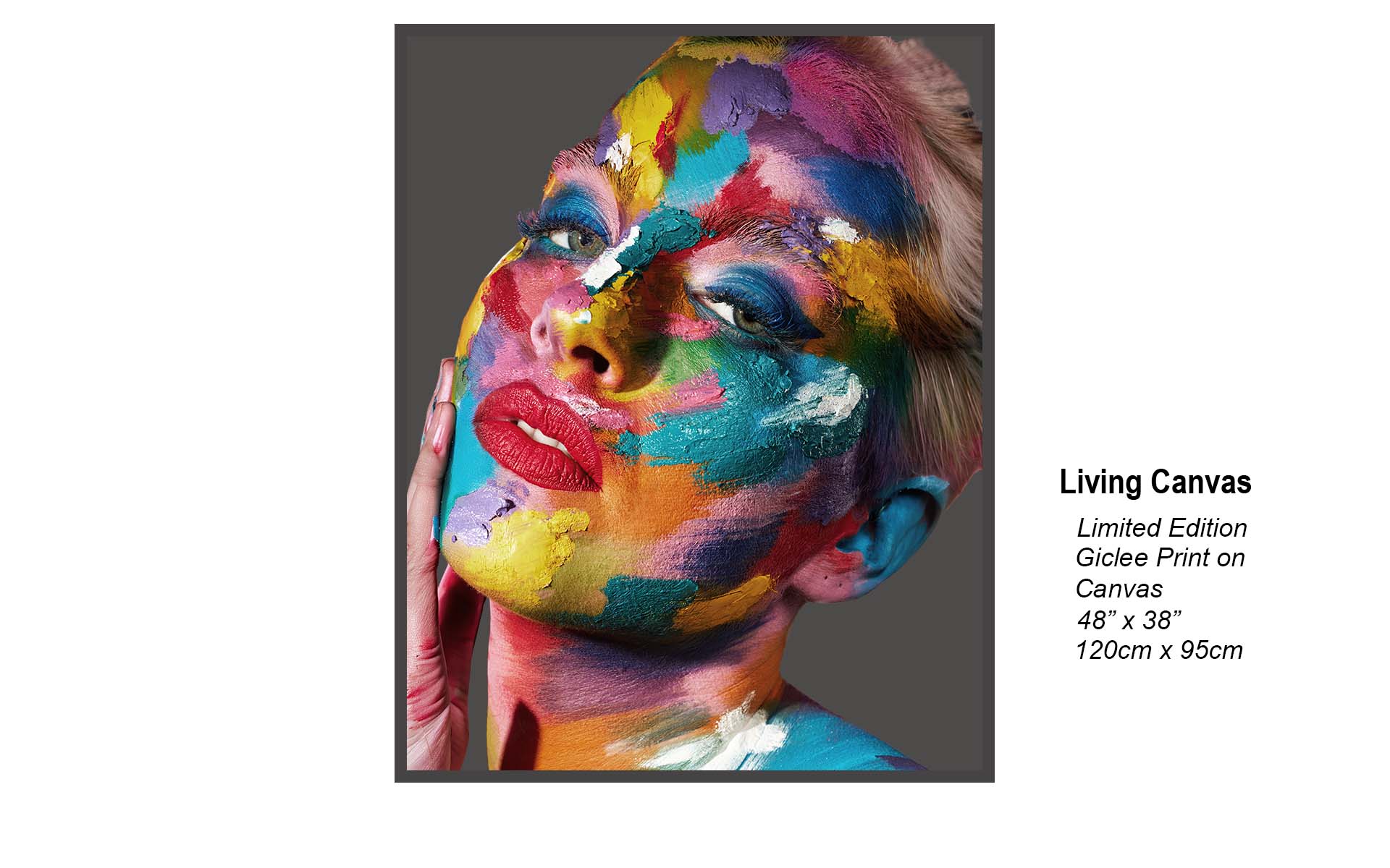 Living Canvas – Vibrant Color Portrait with Artistic Paint Expression