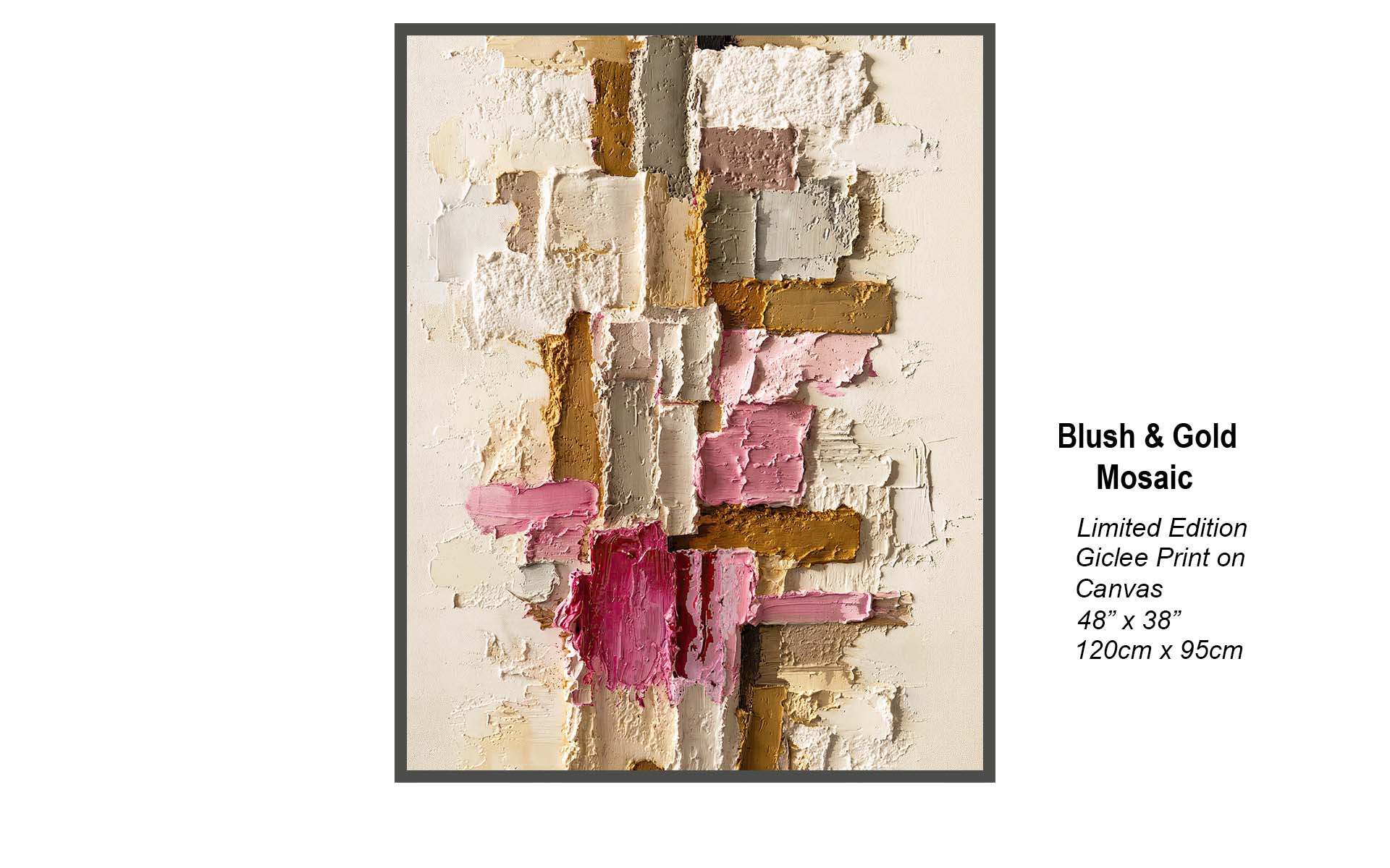 Blush & Gold Mosaic – Modern Textured Abstract Impasto Wall Art in Neutral and Pink Tones