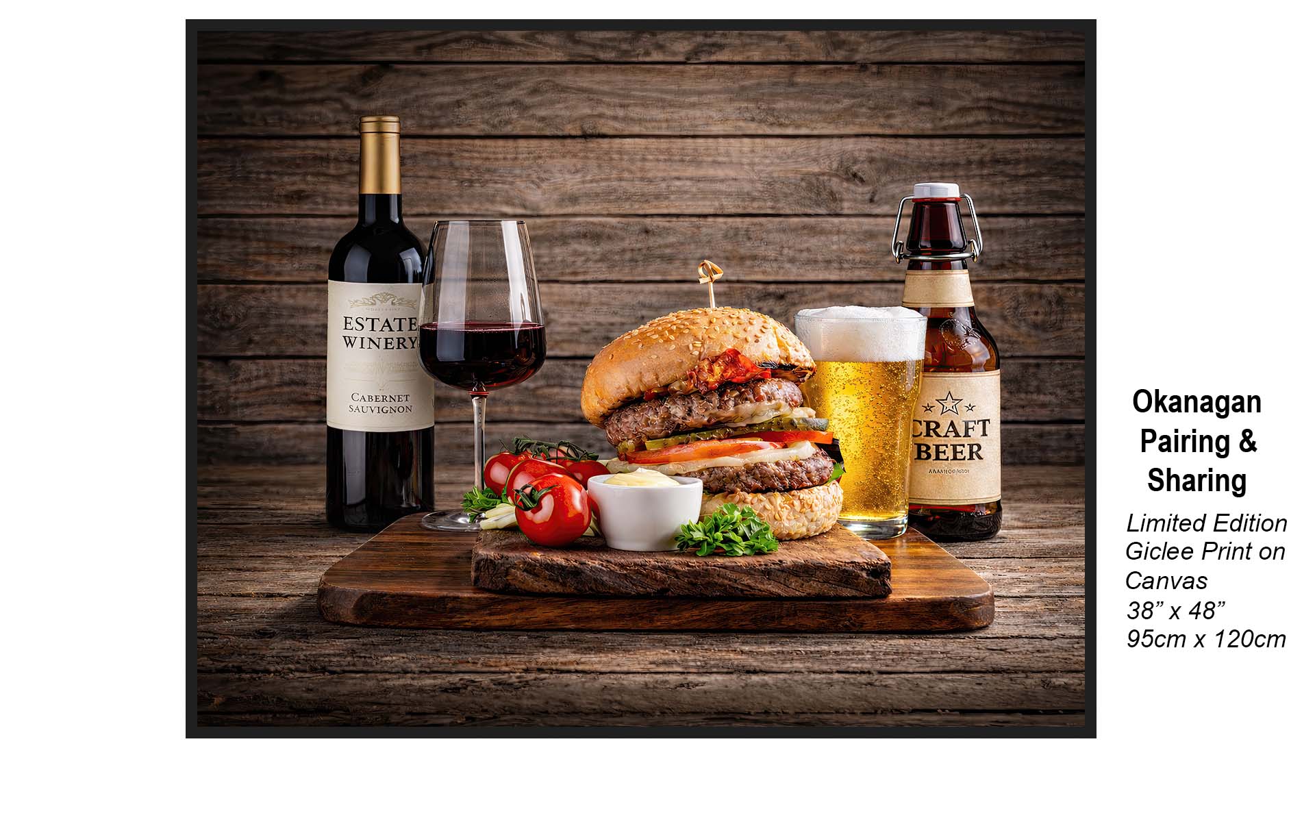 Okanagan Pairing & Sharing – Gourmet Burger, Craft Beer & Estate Winery Cabernet | Local Art Kelowna, Penticton & Vernon