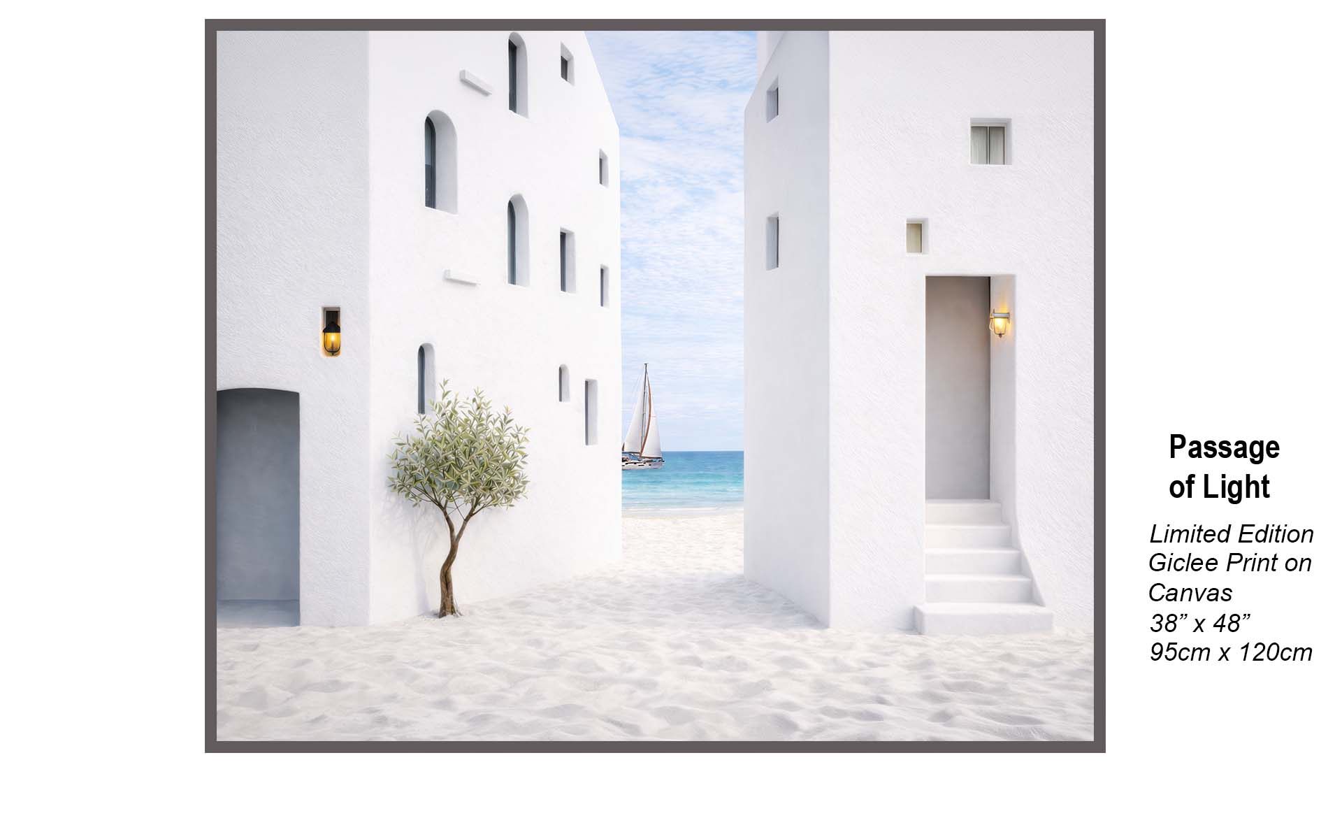 Mediterranean Passage to the Sea – Coastal White Stucco Art | Canvas Wall Art