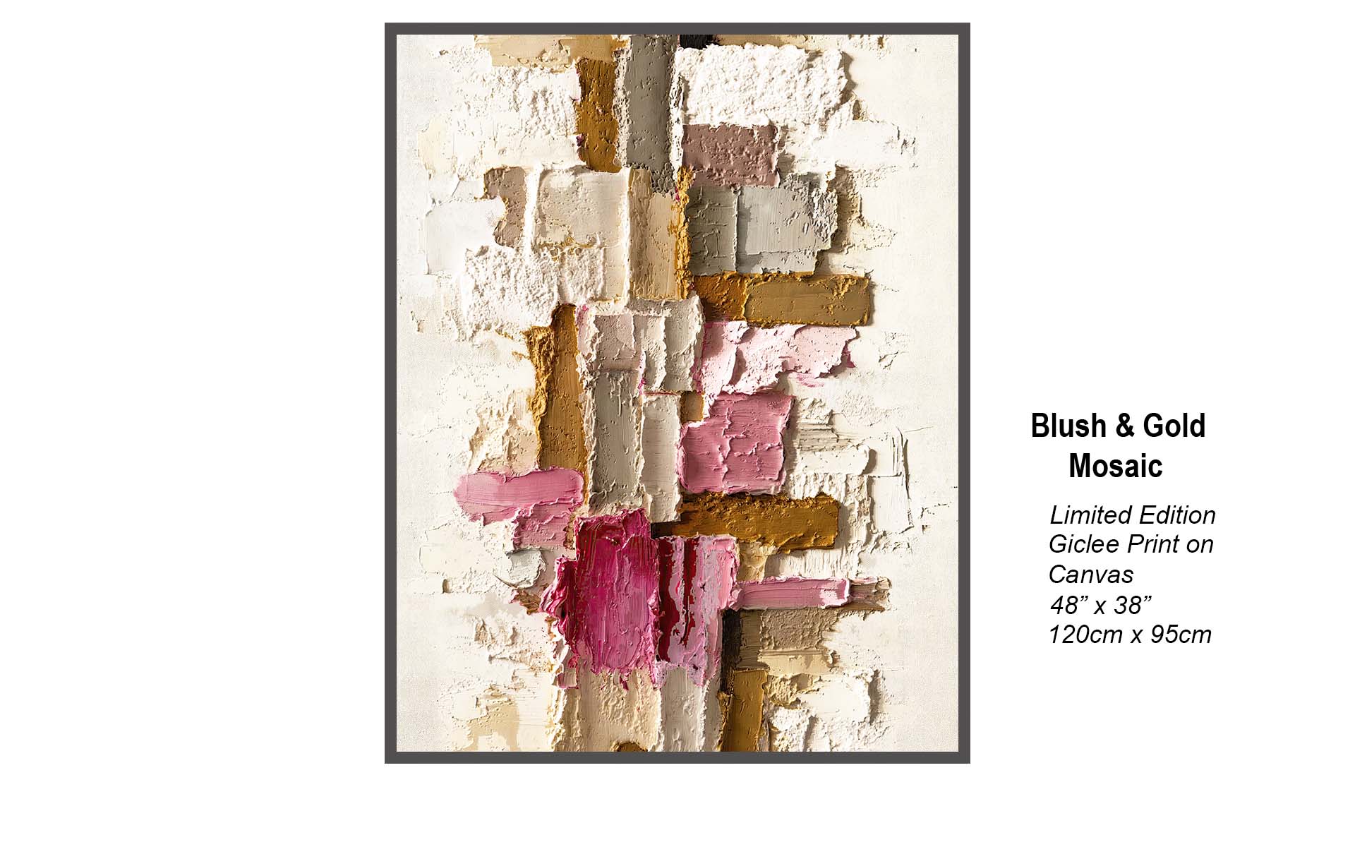 Blush & Gold Mosaic – Modern Textured Abstract Impasto Wall Art in Neutral and Pink Tones