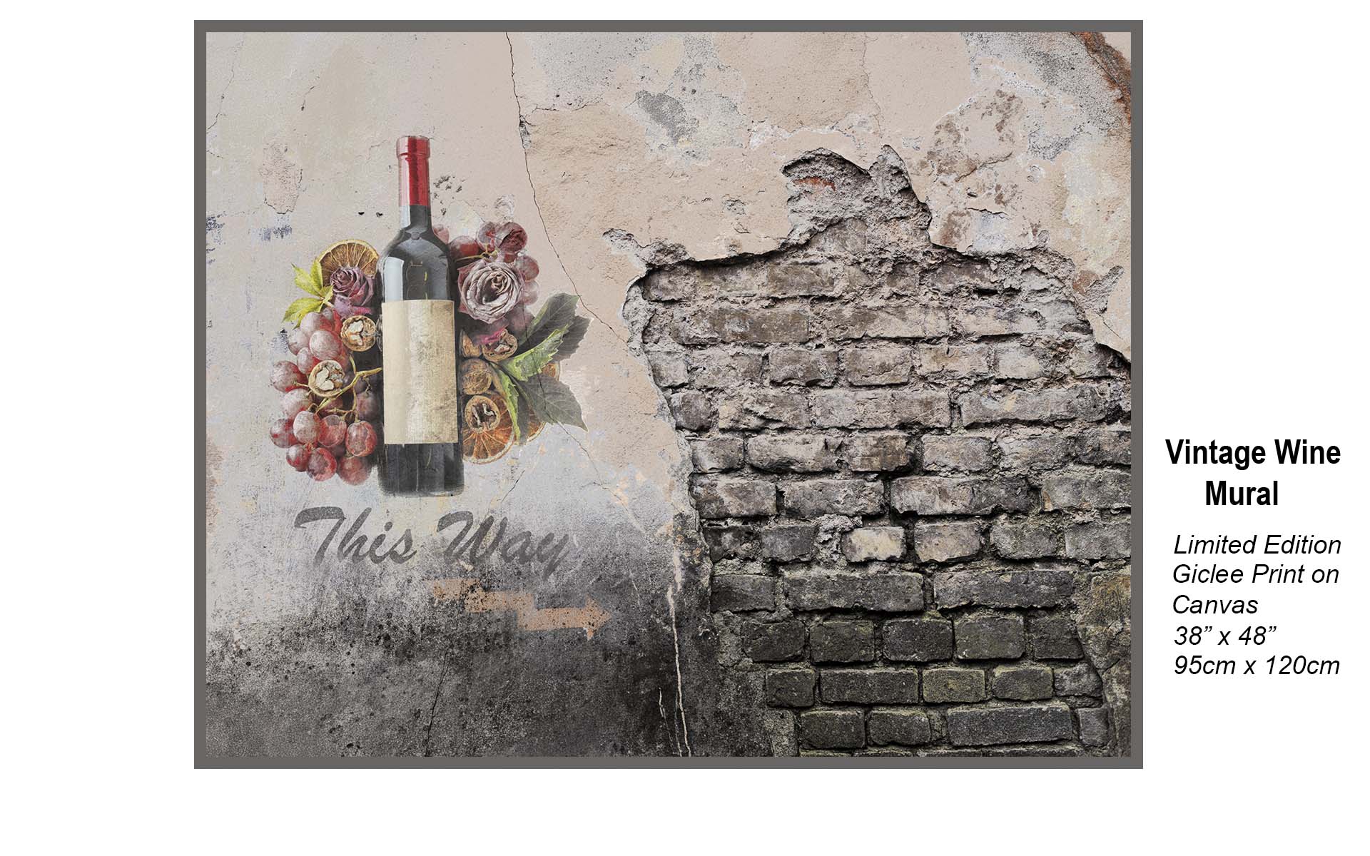 Vintage Wine Mural | Rustic Wall Art with Old-World Vineyard Charm