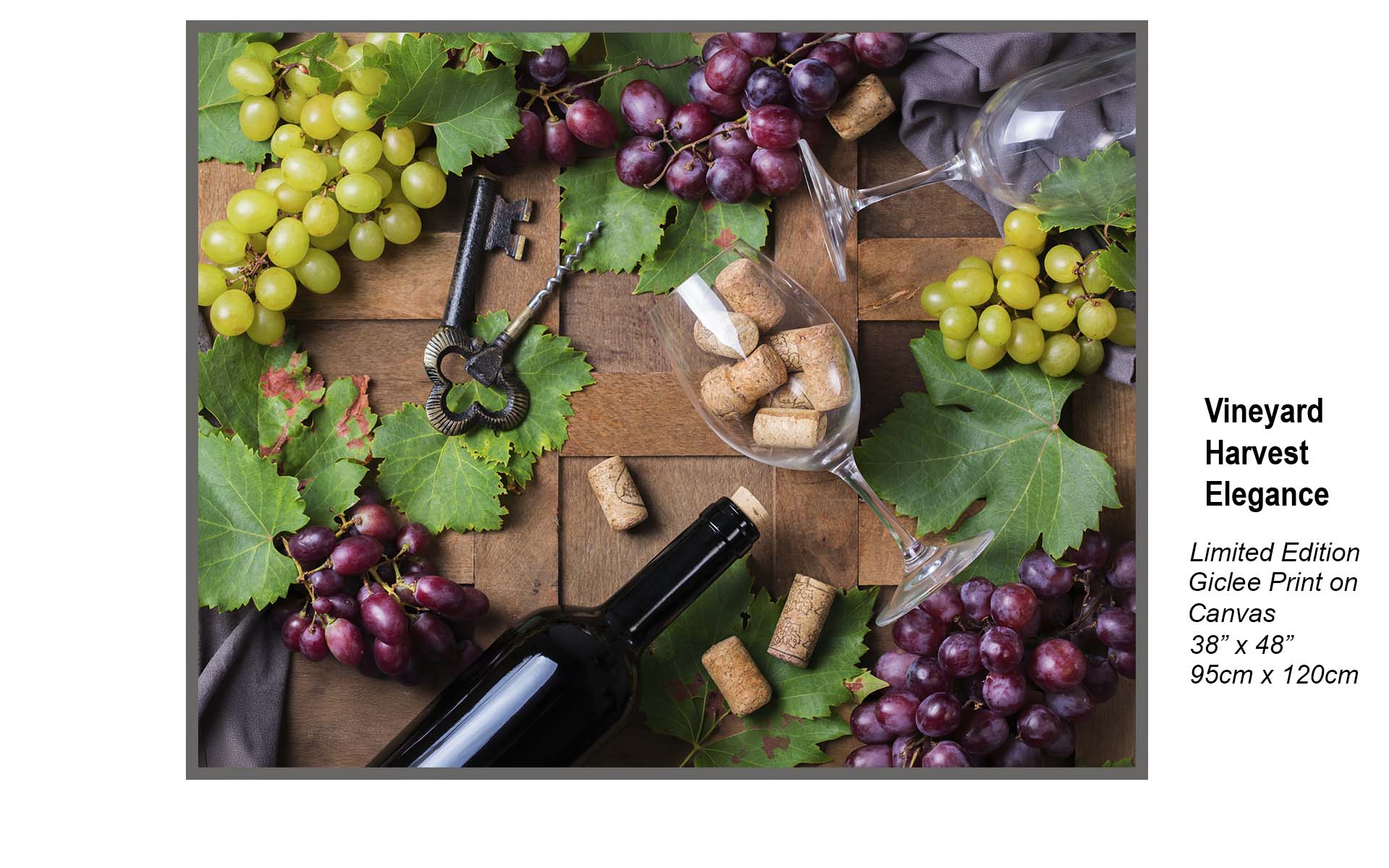 Vineyard Harvest Elegance | Rustic Wine and Grape Still Life Wall Art