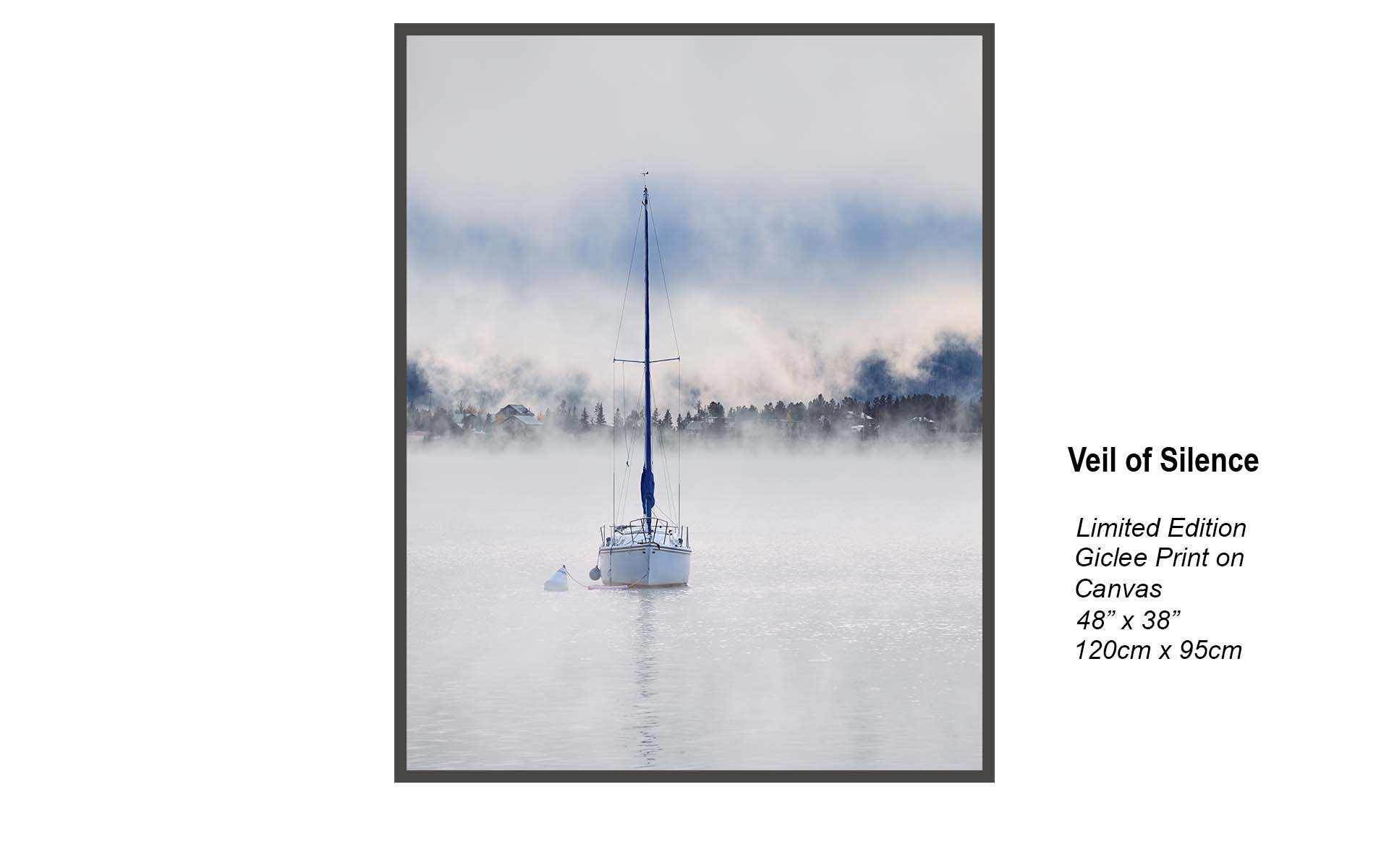 Veil of Silence – Misty Sailboat Lake Photography | Serene Nautical Wall Art