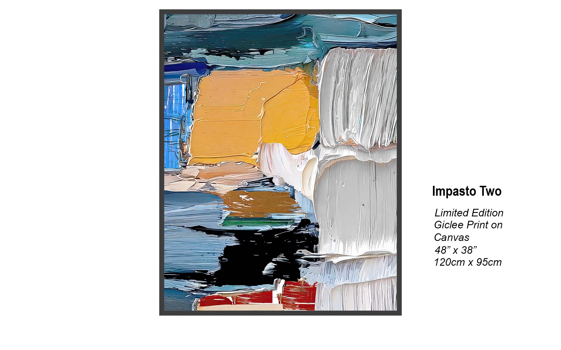 Impasto Two Abstract Art | Blue & Gold Contemporary Art