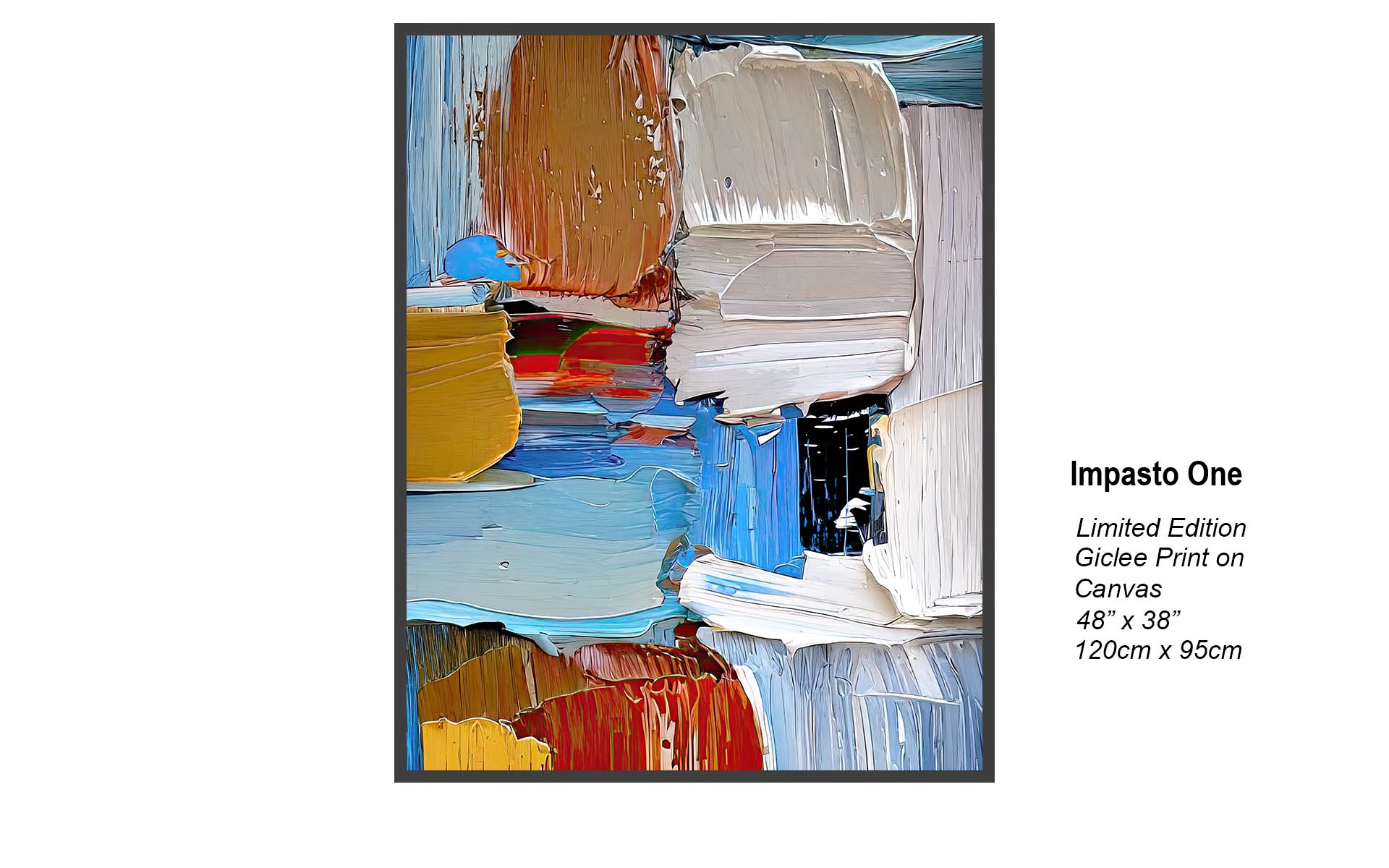 Impasto One Abstract Art | Blue & Gold Modern Wall Art