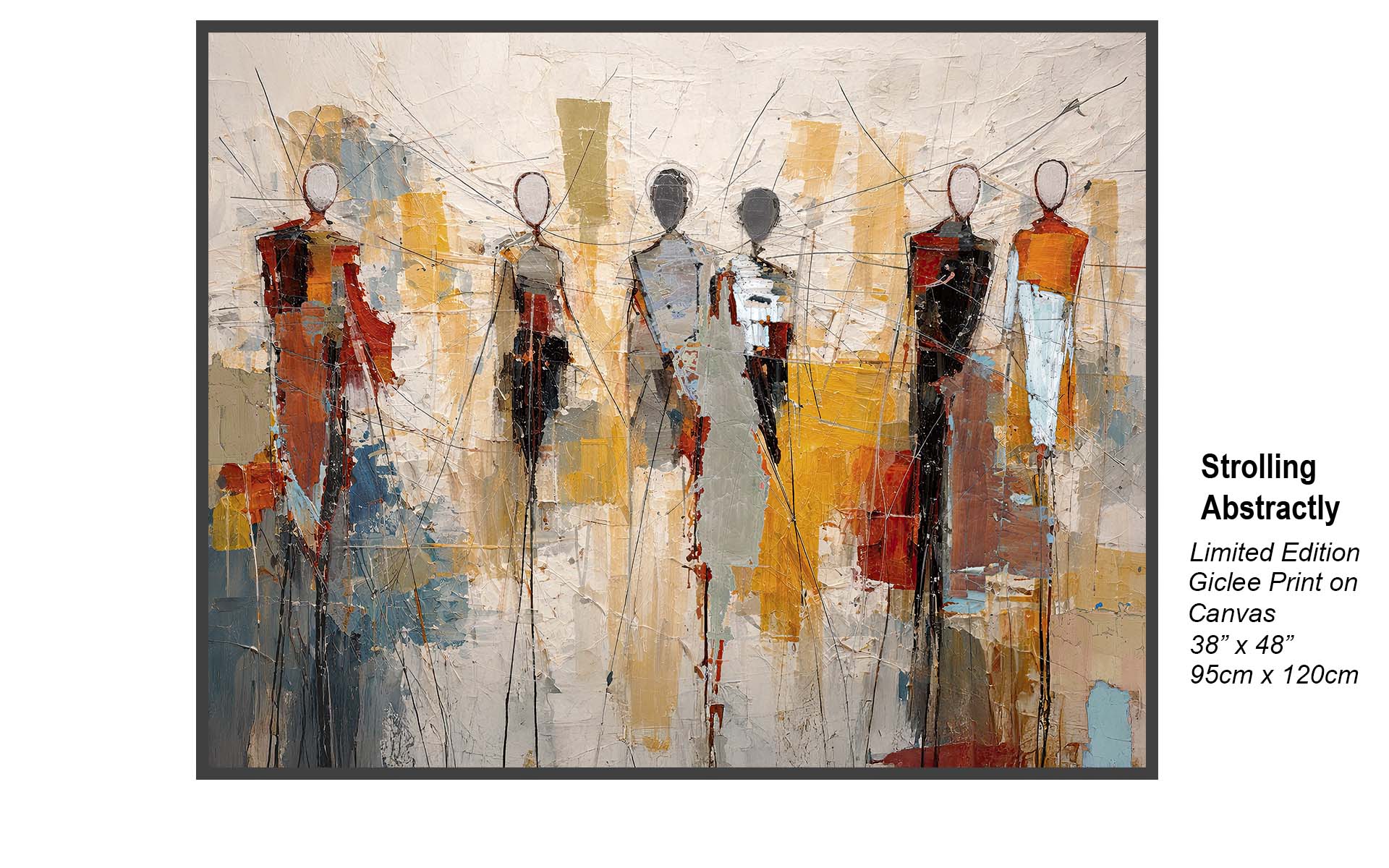 Strolling Abstractly – Limited Edition Giclée Canvas Print | Modern Figurative Wall Art