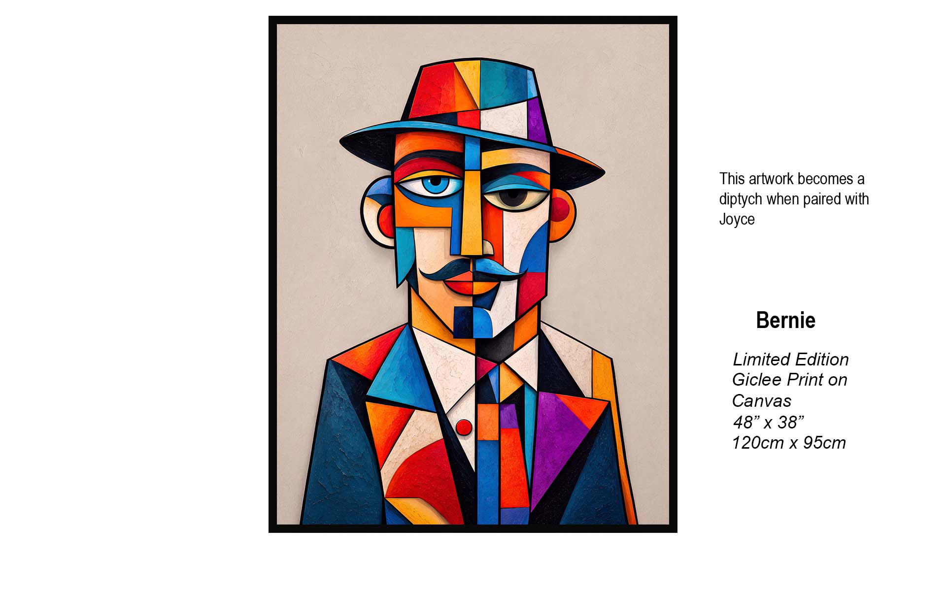 Bernie | Colorful Cubist Portrait Art | Studio B Originals