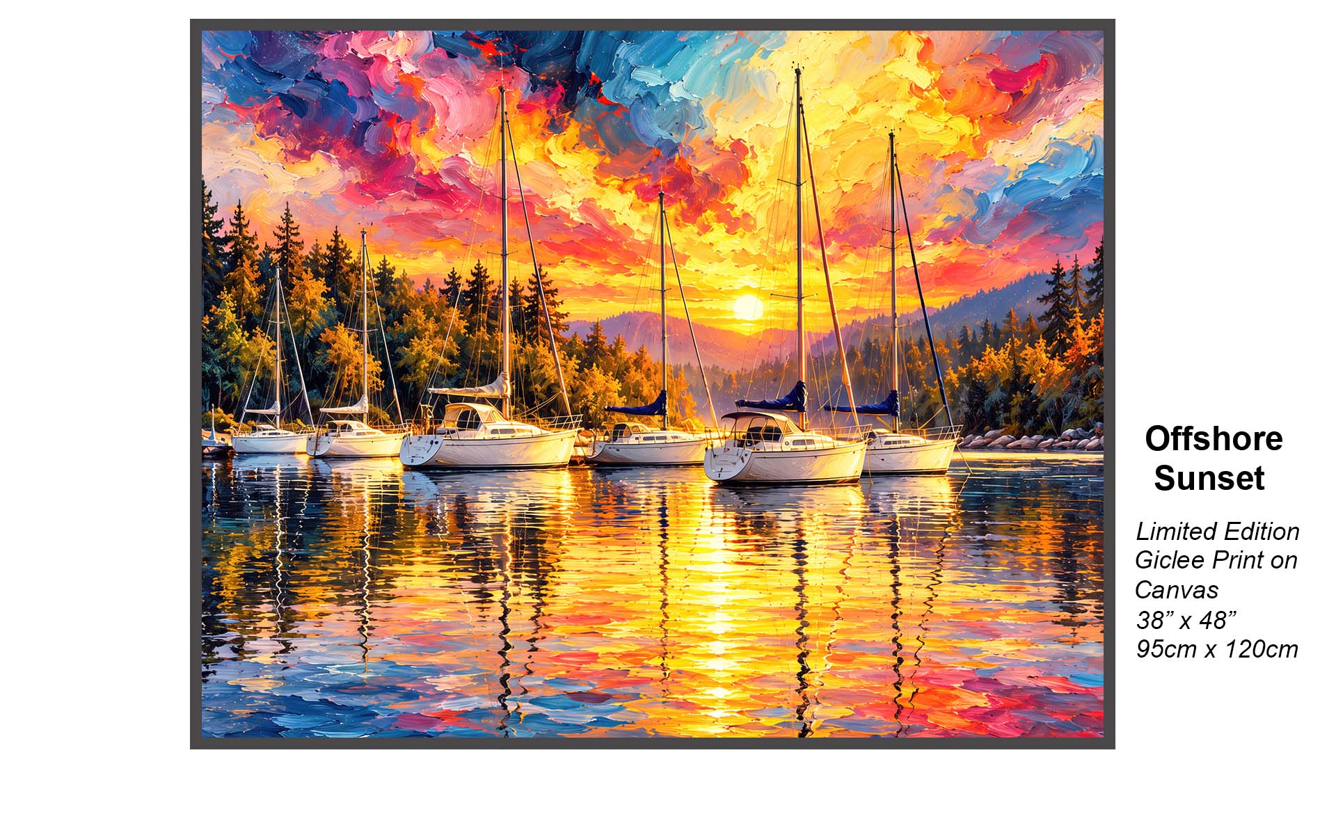 Offshore Sunset Sailboats | Vibrant Lake Art | Studio B Originals
