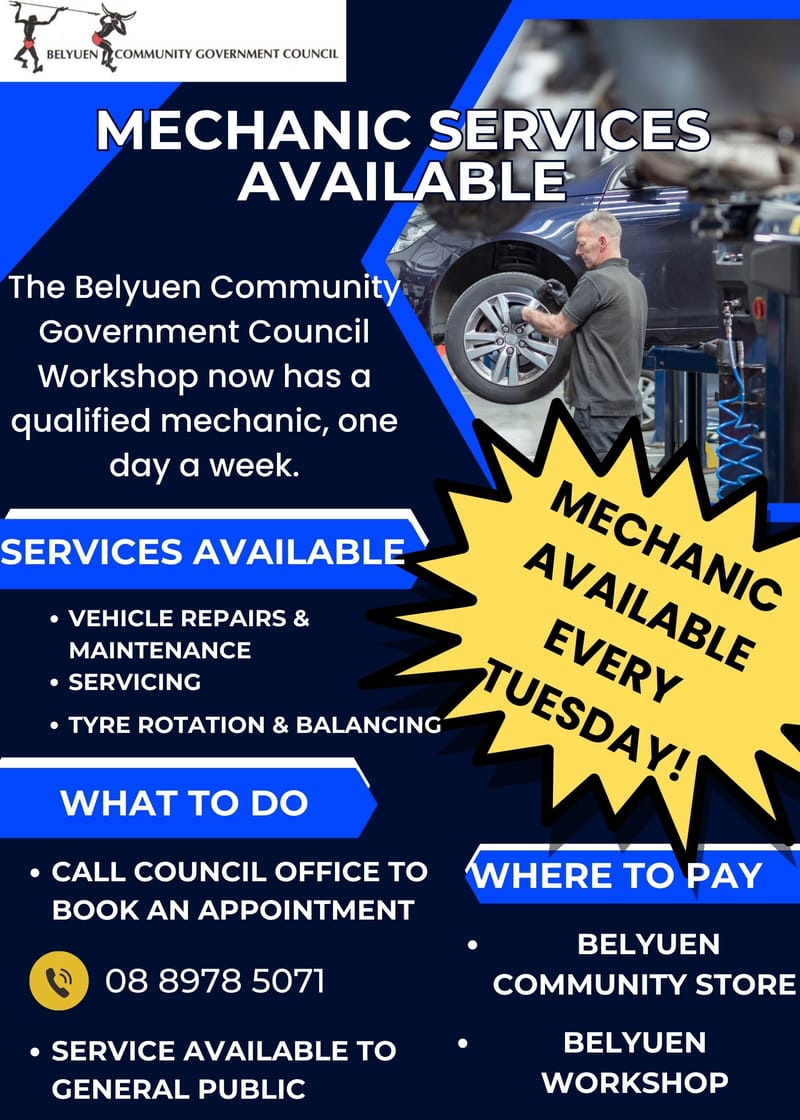 MECHANIC SERVICES AVAILABLE EVERY TUESDAY!