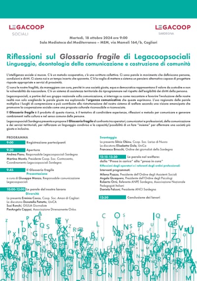Riflessioni sul Glossario Fragile di Legacoopsociali. Linguaggio , deontologia della comunicazione e costruzione di comunità