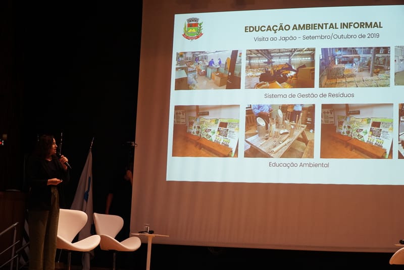 Evento “Sensibilização e Ação: São Paulo e JICA rumo à COP30 de Clima": ex-bolsista Ligia Zanco abordou as ações ambientais do município de Caçapava.