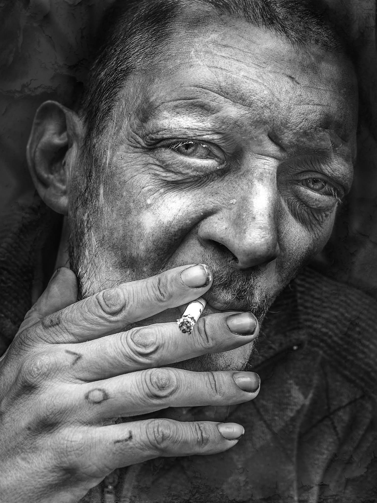 Portrait homme visage sculpté noir et blanc - Les Gueules - Christophe Martinez