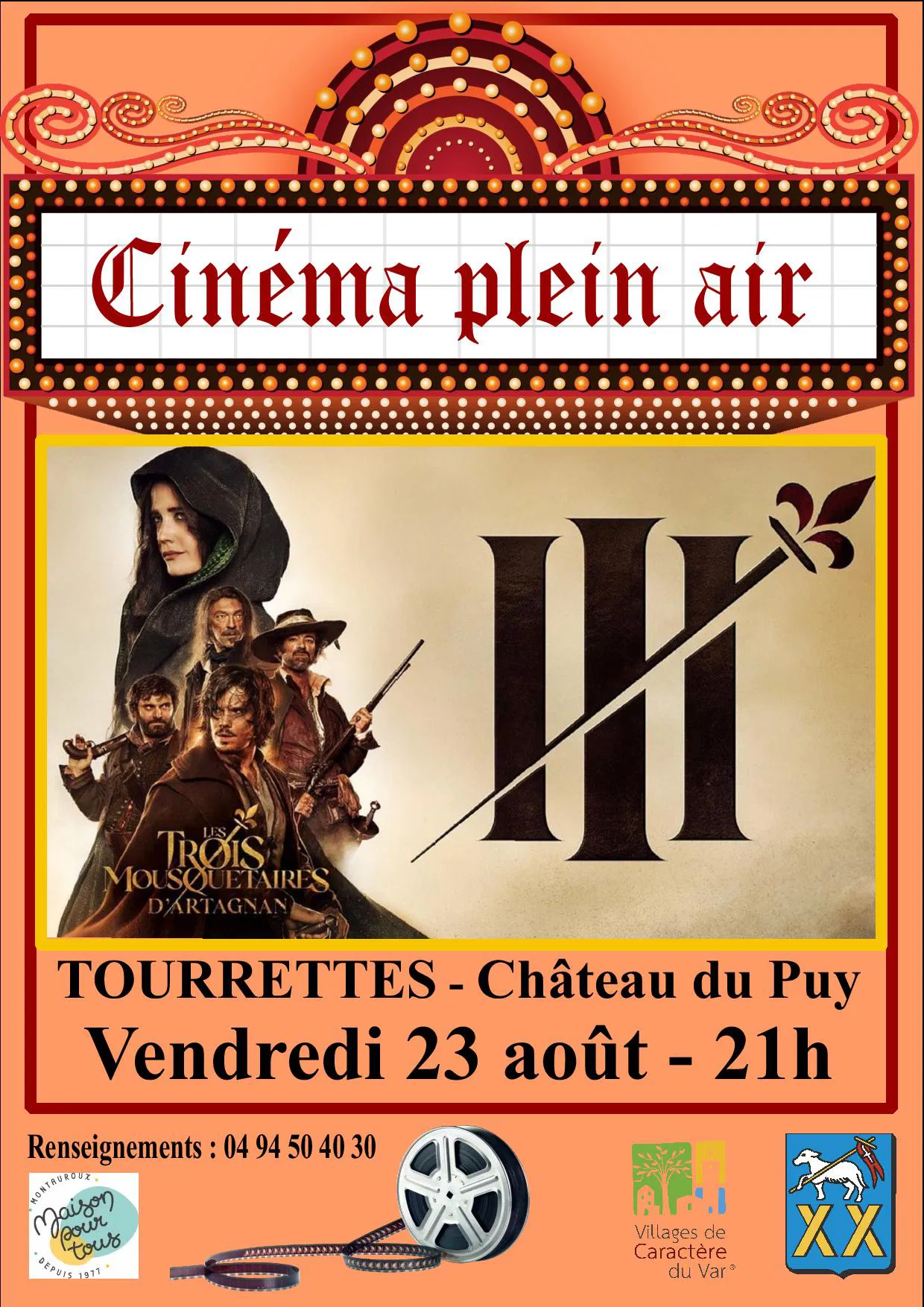 CINÉ PLEIN AIR "LES 3 MOUSQUETAIRES" 23 AOÛT 21H00