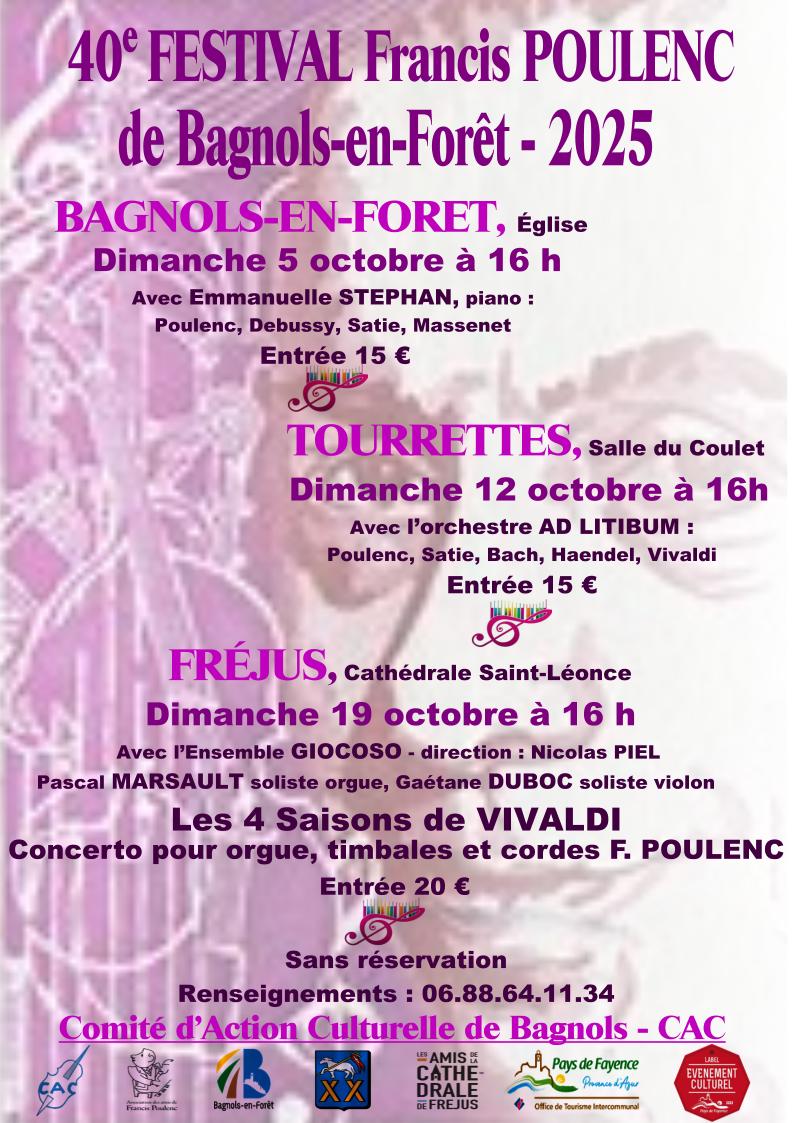 LE FESTIVAL FRANCIS POULENC À TOURRETTES LE 12 OCTOBRE